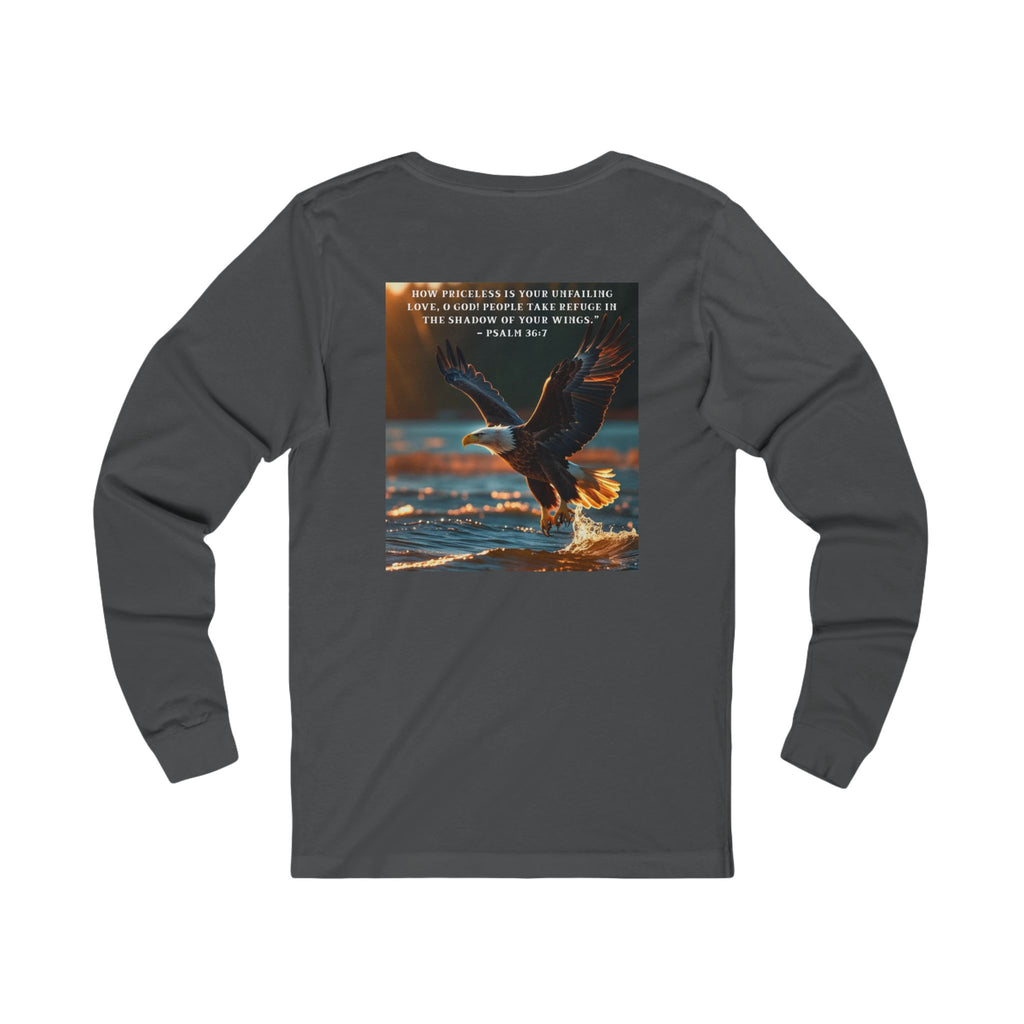 Living Anchored – Eagle & Psalm 36:7 Jersey Long Sleeve Tee 1