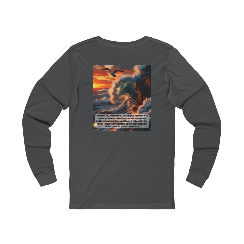 Living Anchored Jersey Long Sleeve Tee – Bird & Wave with Mark 11:22-24