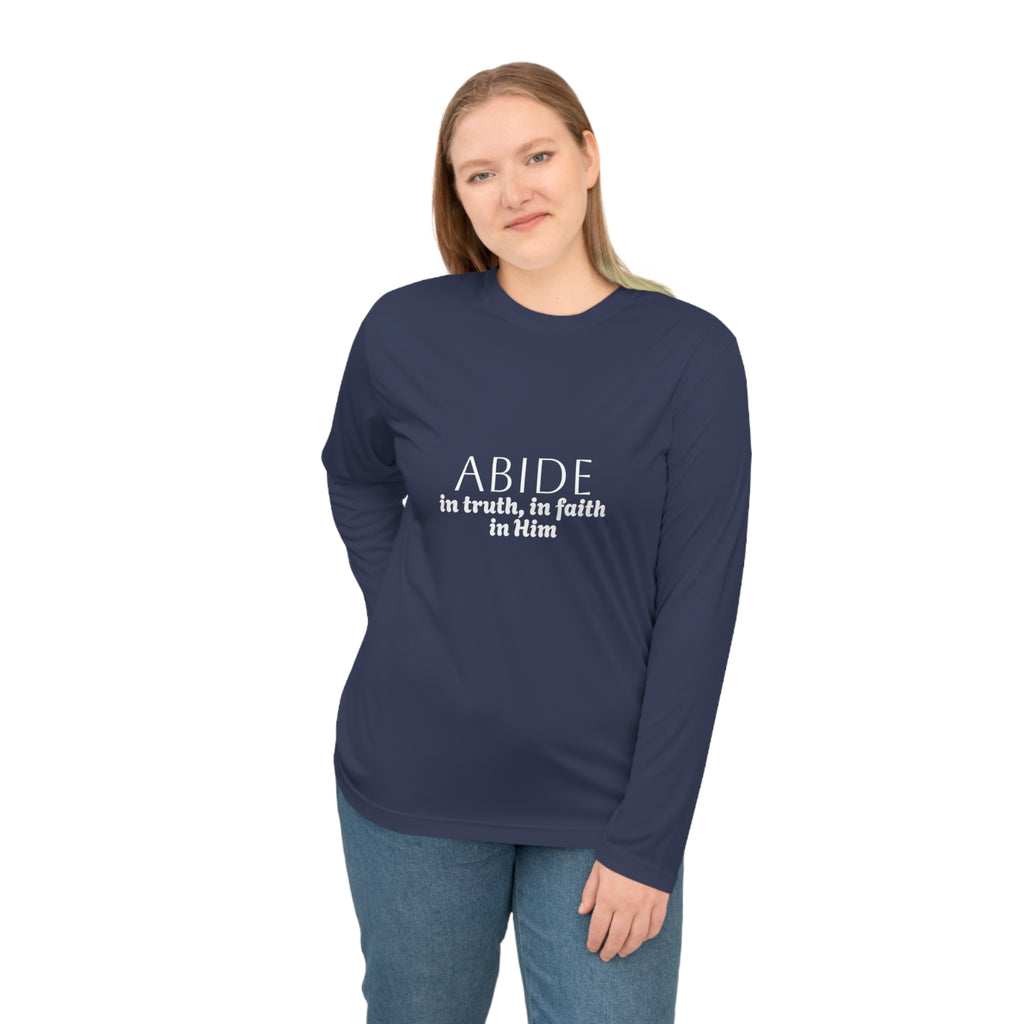 Women’s Long Sleeve Shirt – ABIDE- Charlie Kirk Tribute (3 colors available)