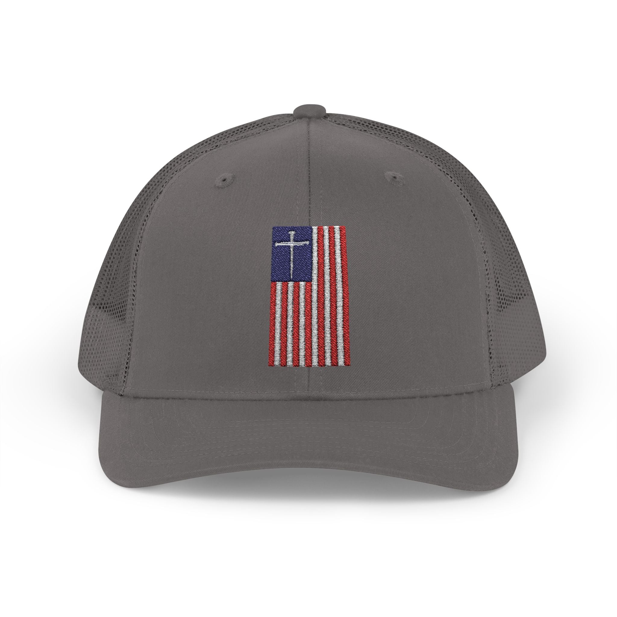 American Flag Cross – Snapback Trucker Cap (16 Colors)