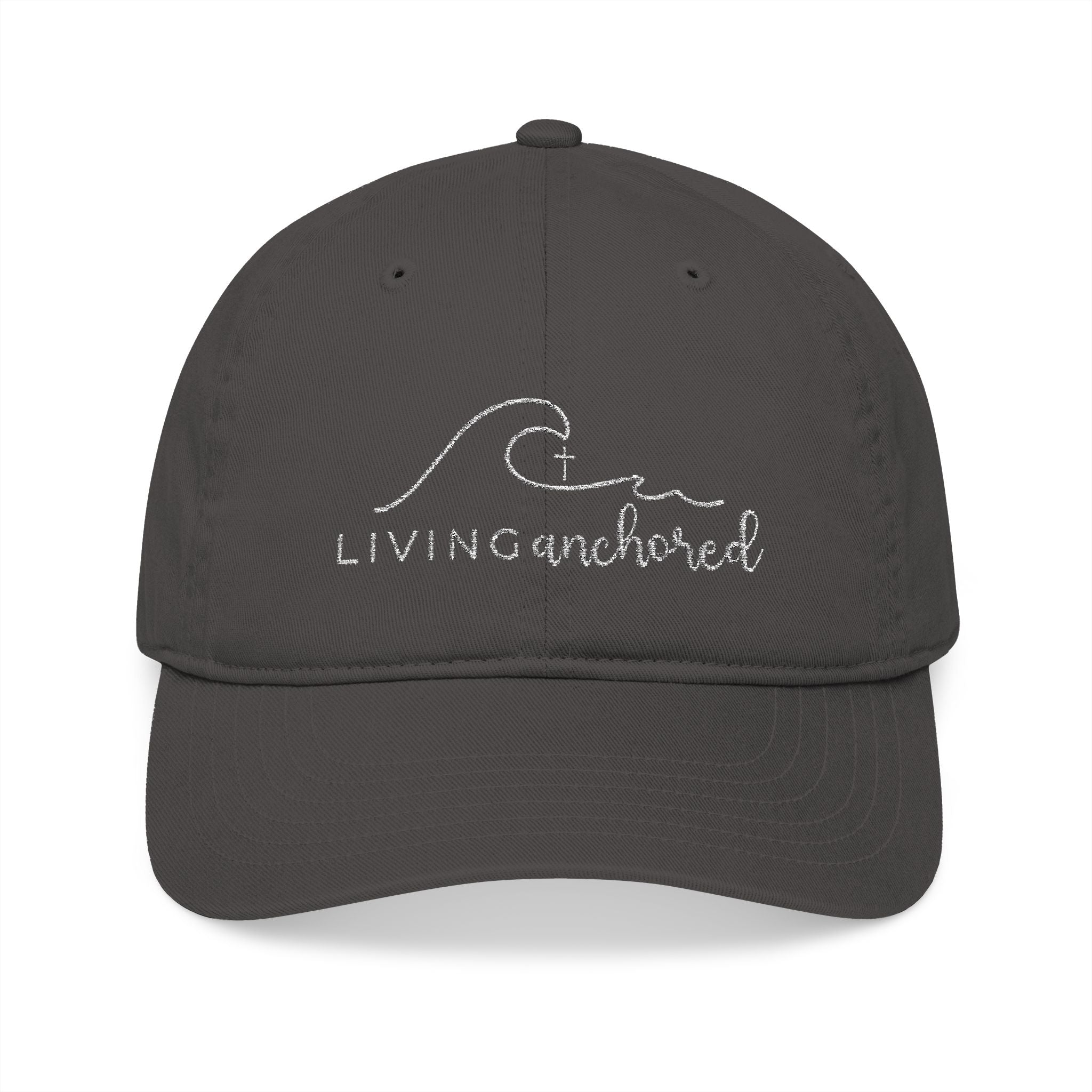 Living Anchored Organic Baseball Cap – White Thread Edition