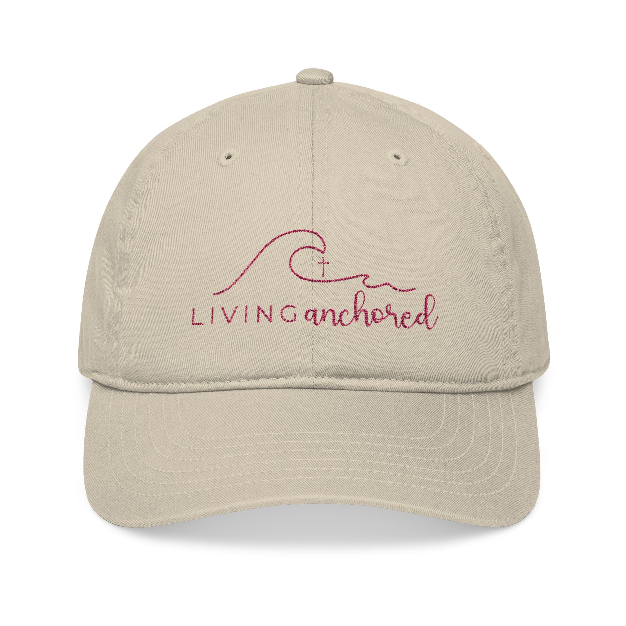 Living Anchored Organic Baseball Cap – Pink Thread Edition