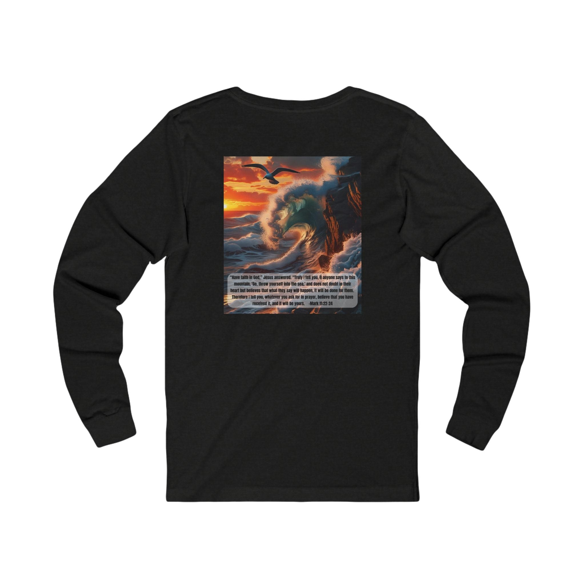 Living Anchored Jersey Long Sleeve Tee – Bird & Wave with Mark 11:22-24