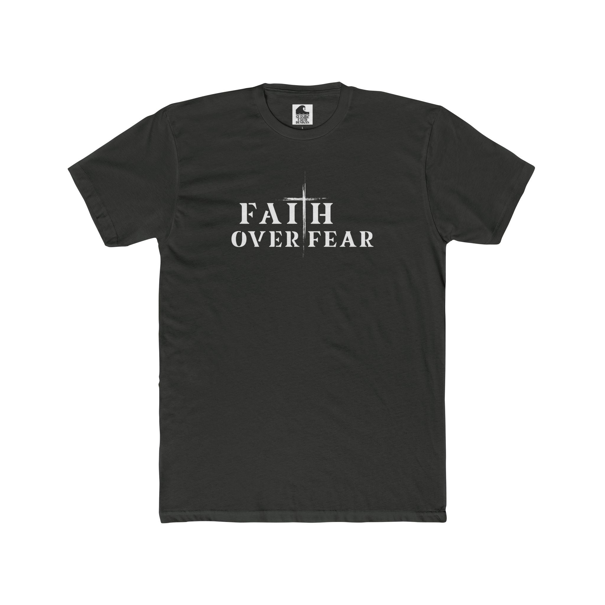 Faith Over Fear – Cotton Crew Tee (13 Colors, White Font)