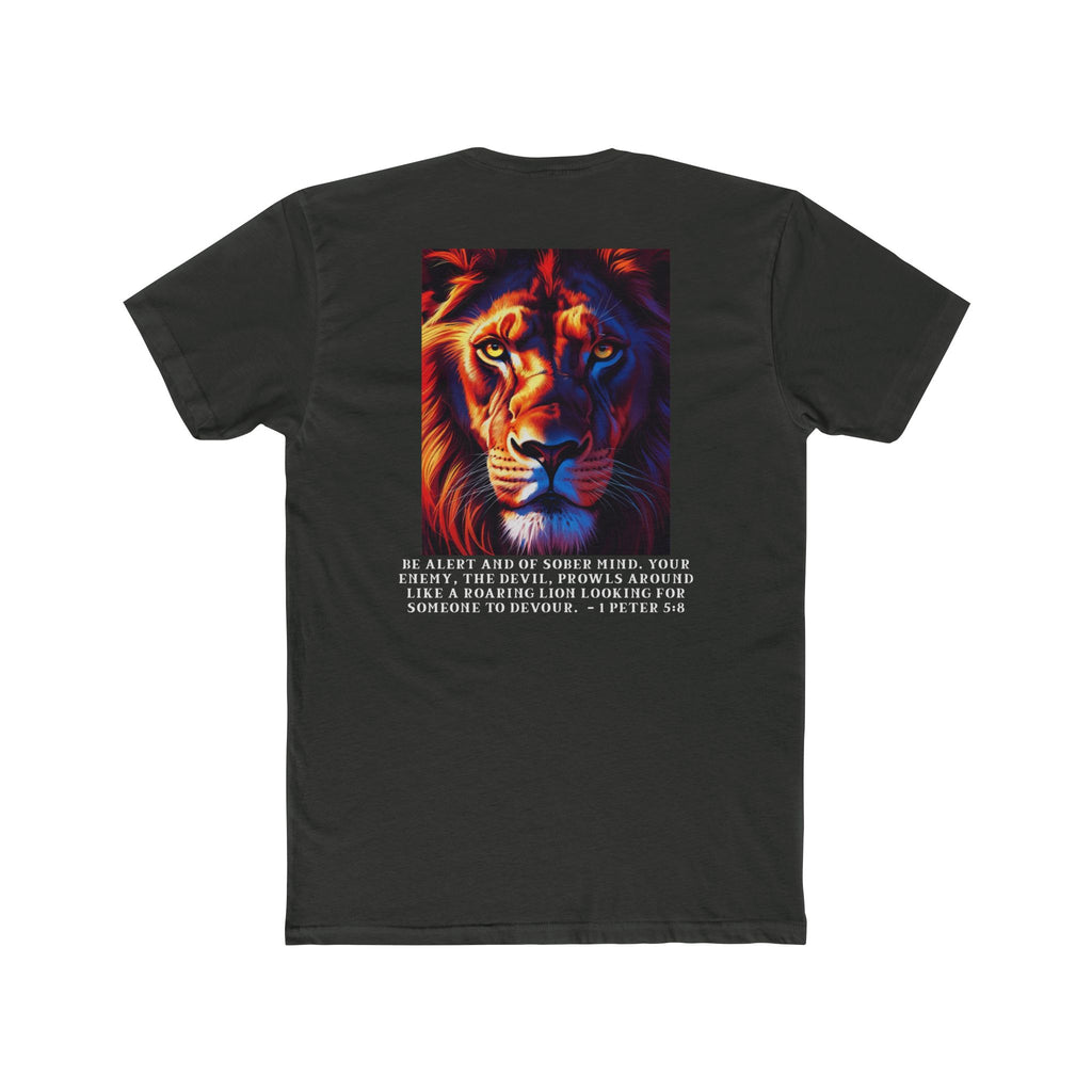 Unisex Cotton Crew Tee – Living Anchored | Lion Design with 1 Peter 5:8 (white text)