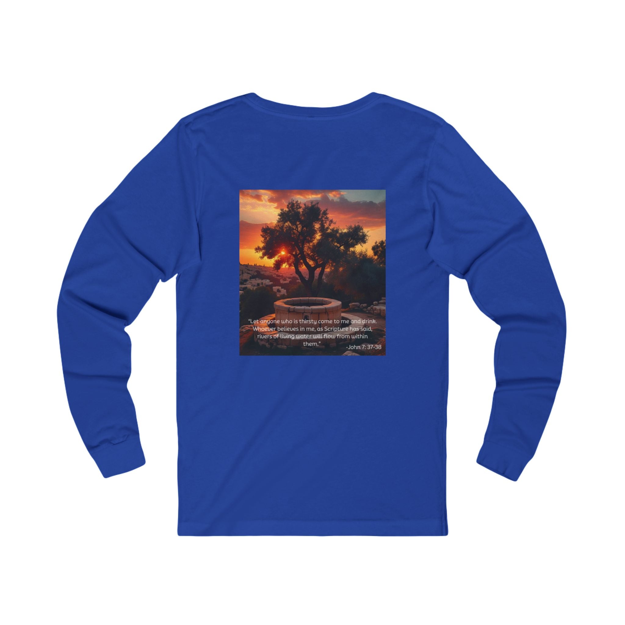Living Anchored Jersey Long Sleeve Tee – Well at Sunset (John 7:37-38)
