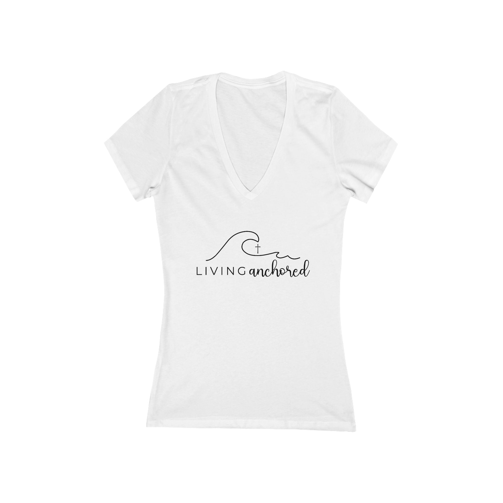 Living Anchored – Women’s Deep V-Neck Tee (4 Color Options)