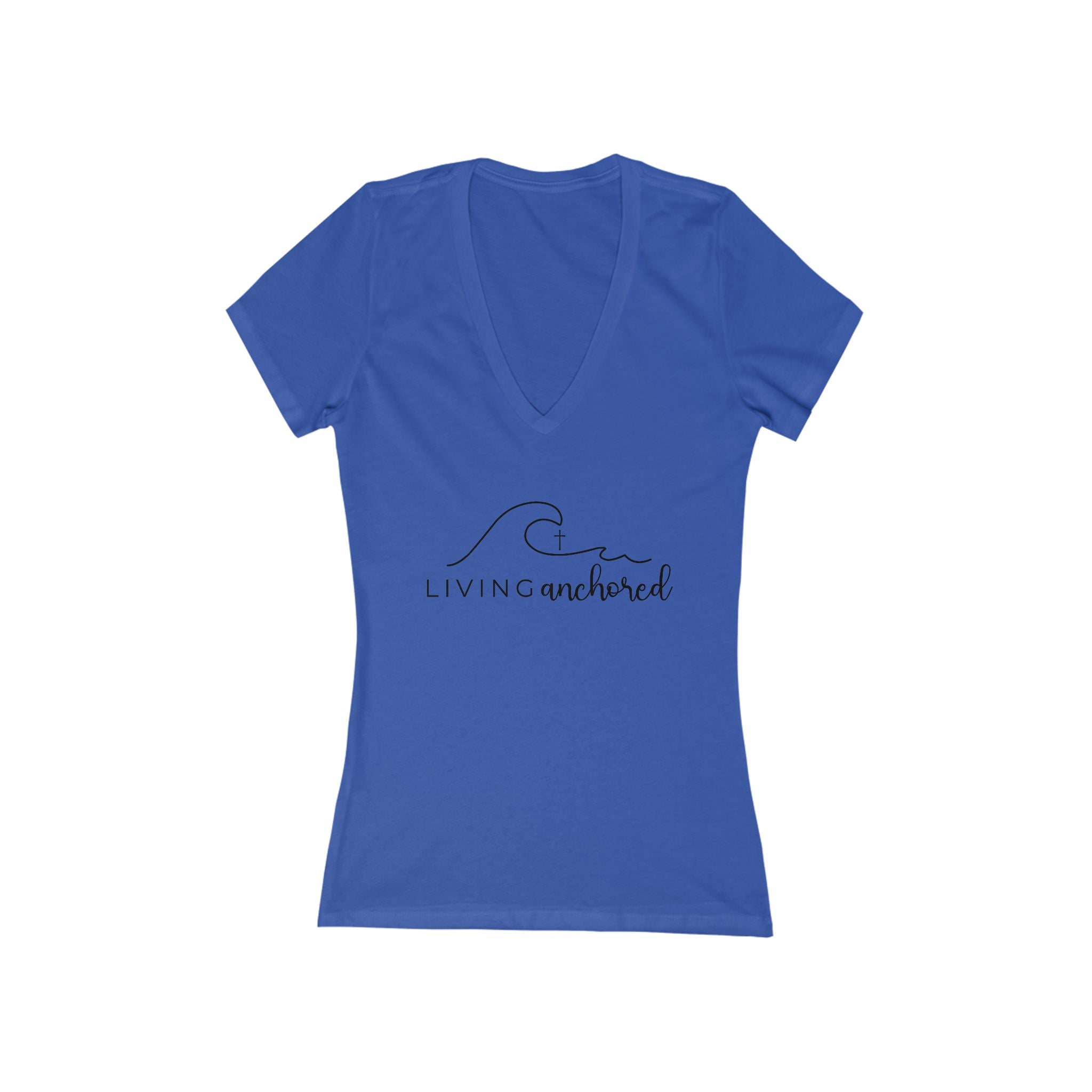 Living Anchored – Women’s Deep V-Neck Tee (4 Color Options)