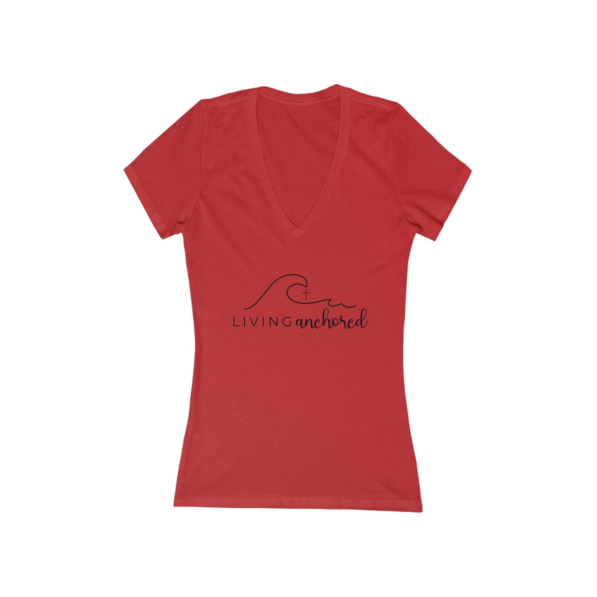 Living Anchored – Women’s Deep V-Neck Tee (4 Color Options)