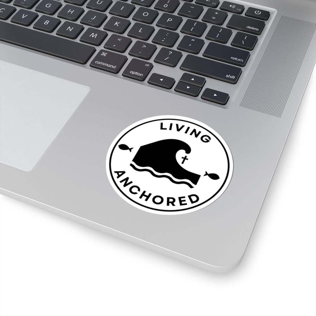 Living Anchored | Kiss-Cut Stickers (black and white)