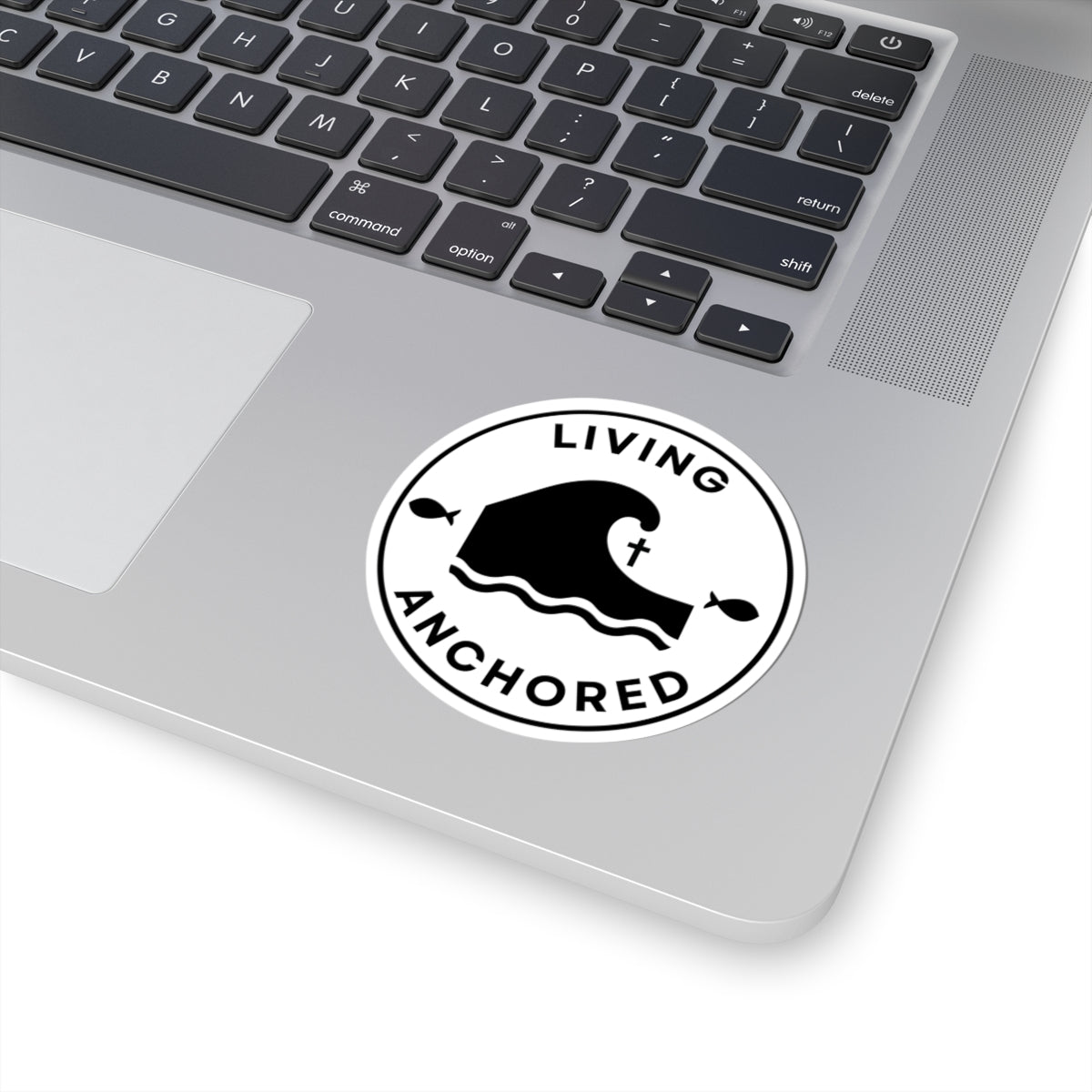 Living Anchored | Kiss-Cut Stickers (black and white)