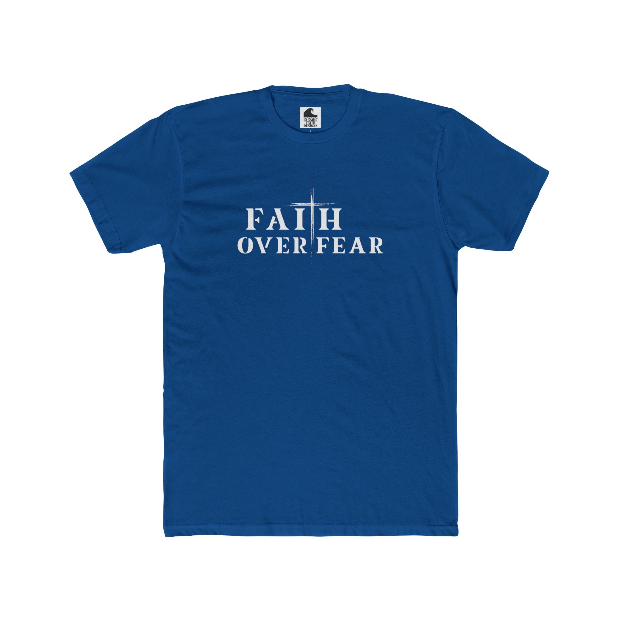 Faith Over Fear – Cotton Crew Tee (13 Colors, White Font)