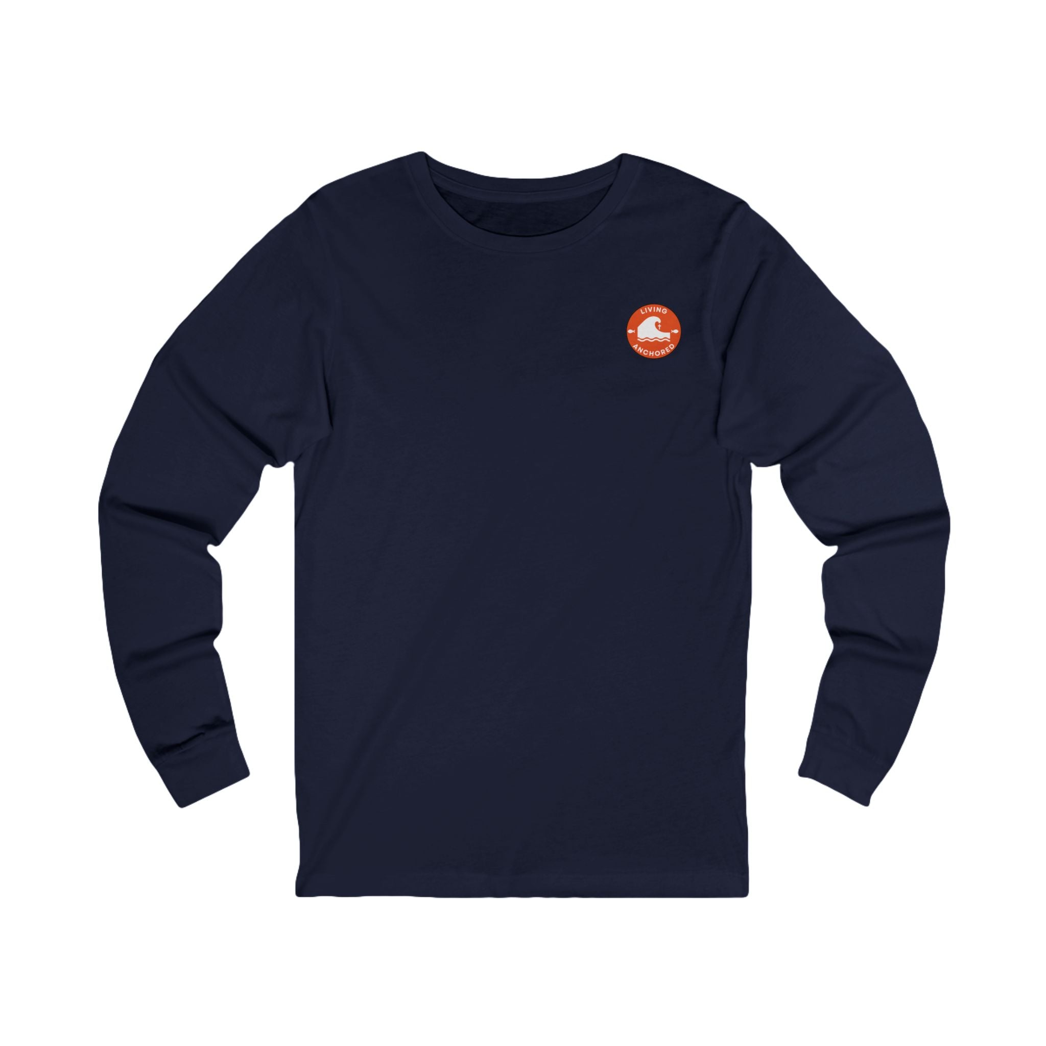 Living Anchored Jersey Long Sleeve Tee – Proverbs 3:5-6 Horse & Lighthouse Design