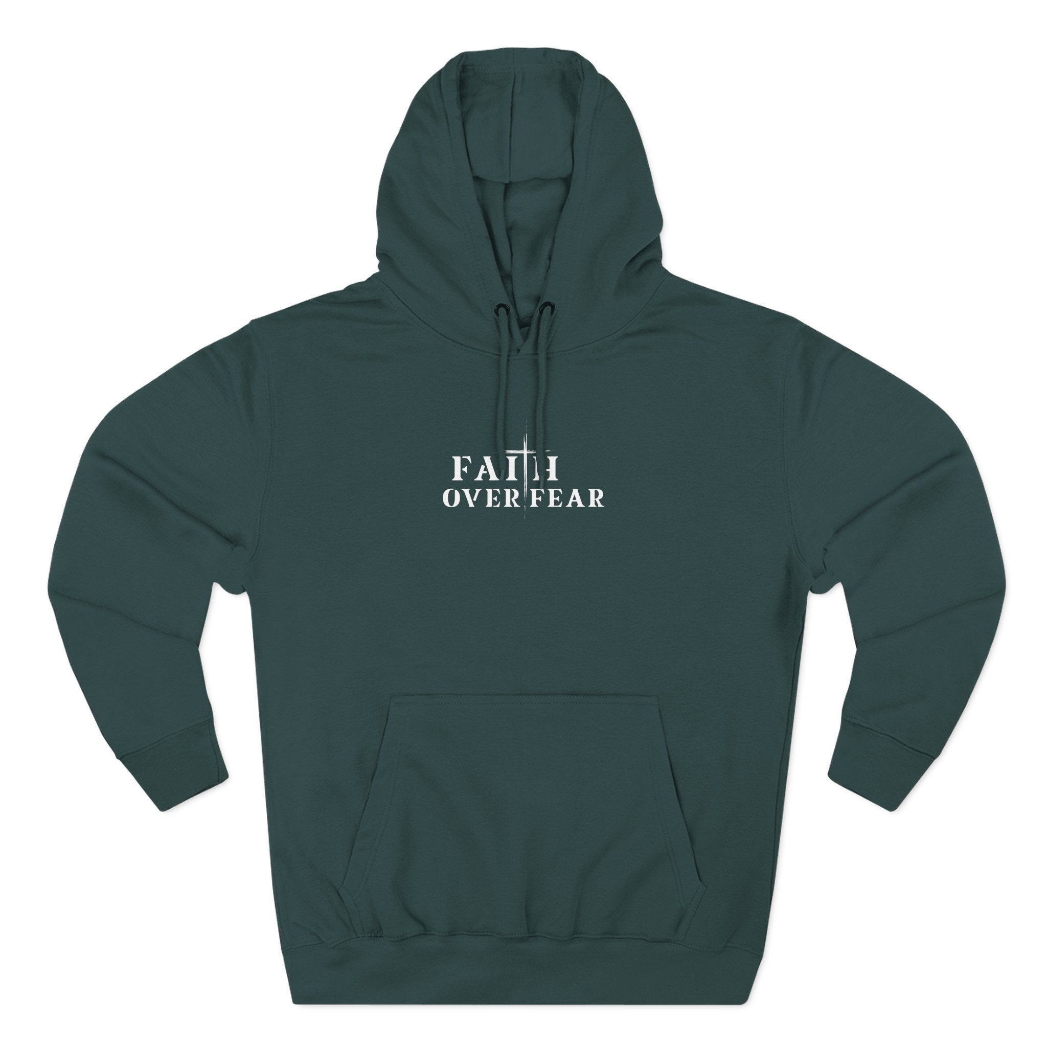 Faith Over Fear Fleece Hoodie – Proverbs 29:25 (white font)