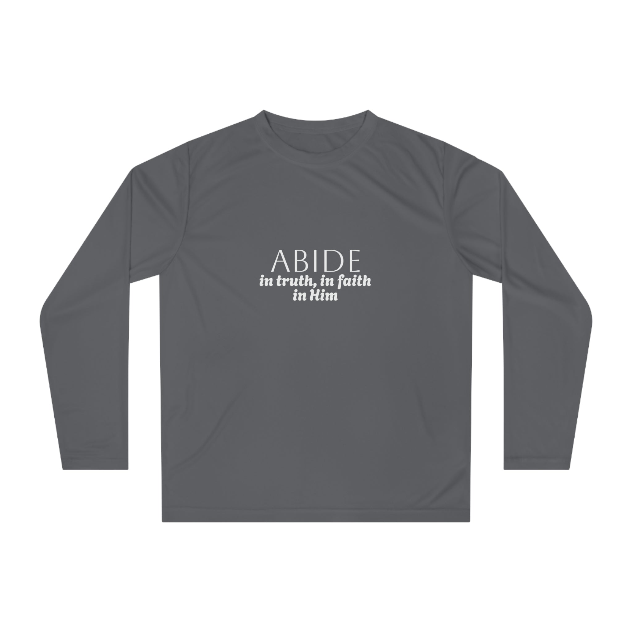Women’s Long Sleeve Shirt – ABIDE- Charlie Kirk Tribute (3 colors available)