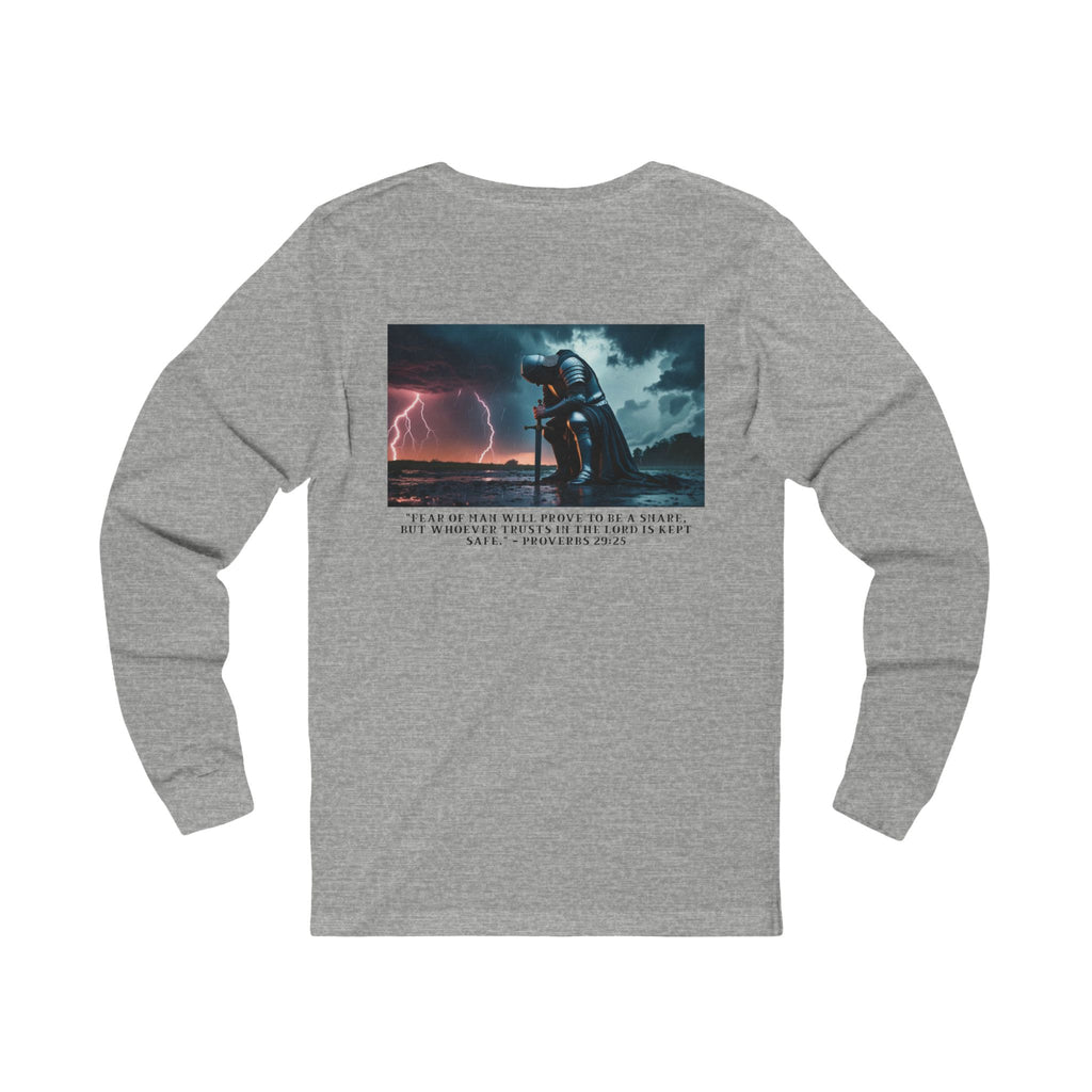 Faith Over Fear Long Sleeve Tee – Proverbs 29:25 (Black Font)