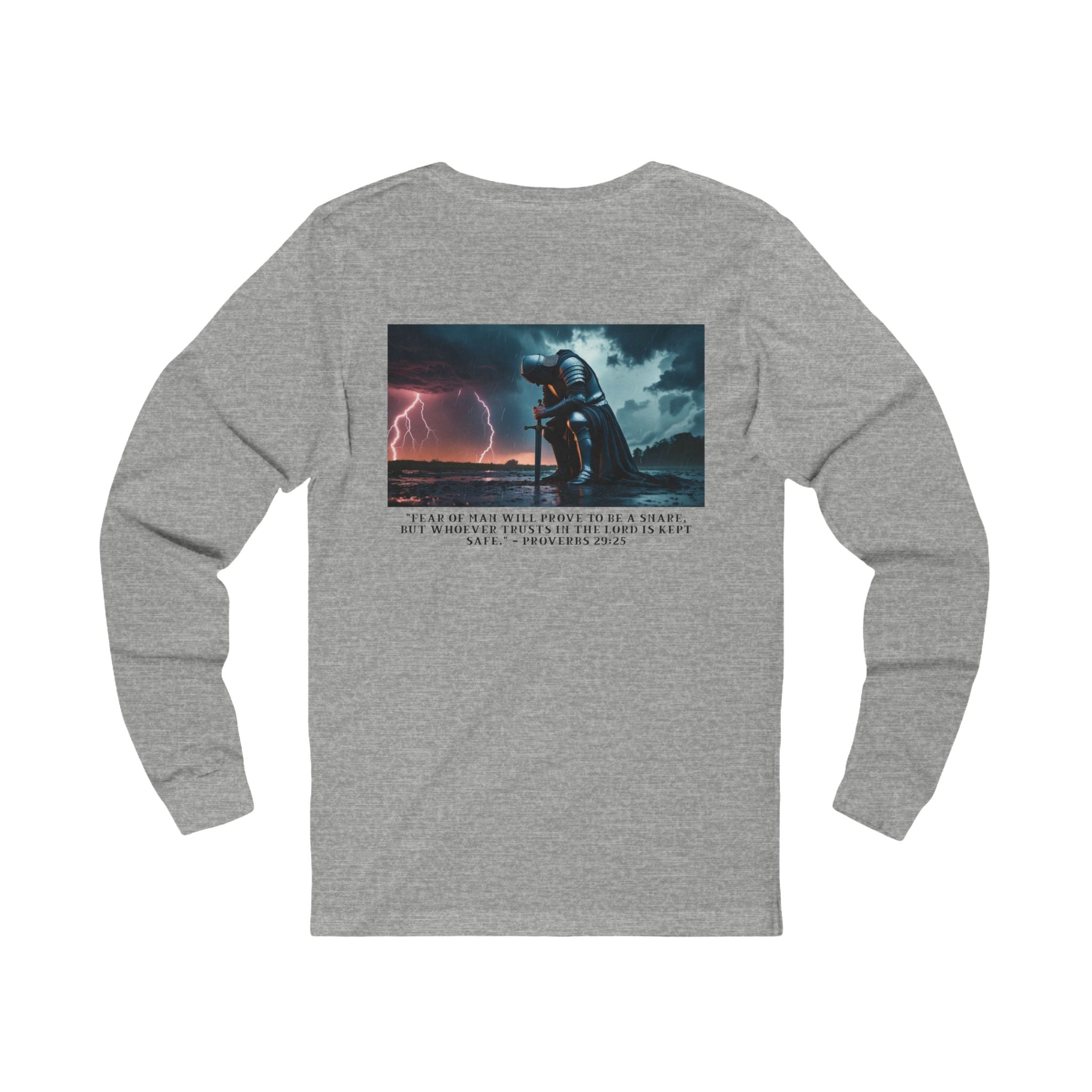 Faith Over Fear Long Sleeve Tee – Proverbs 29:25 (Black Font)