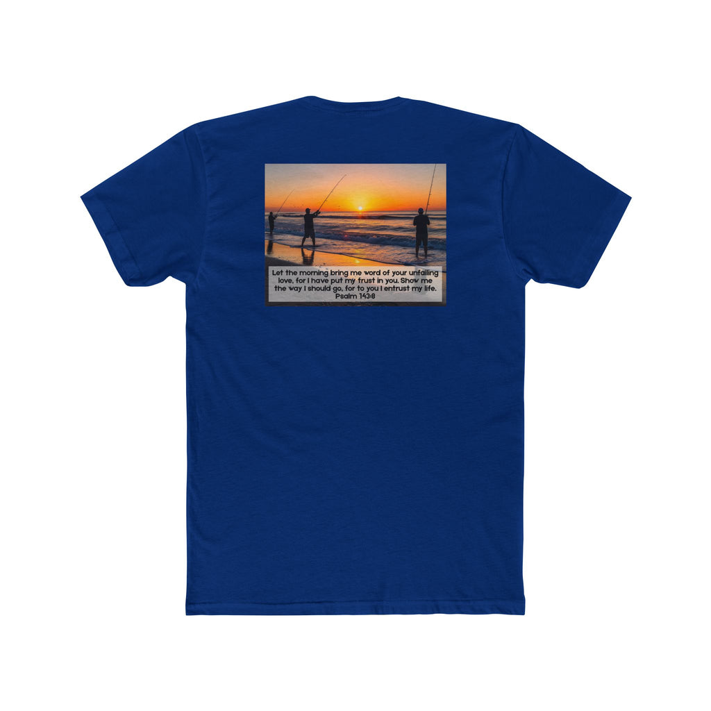 Cotton Crew Tee – Fishing at Sunset (Psalm 143:8)
