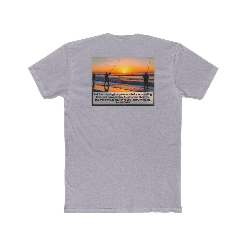 Cotton Crew Tee – Fishing at Sunset (Psalm 143:8)