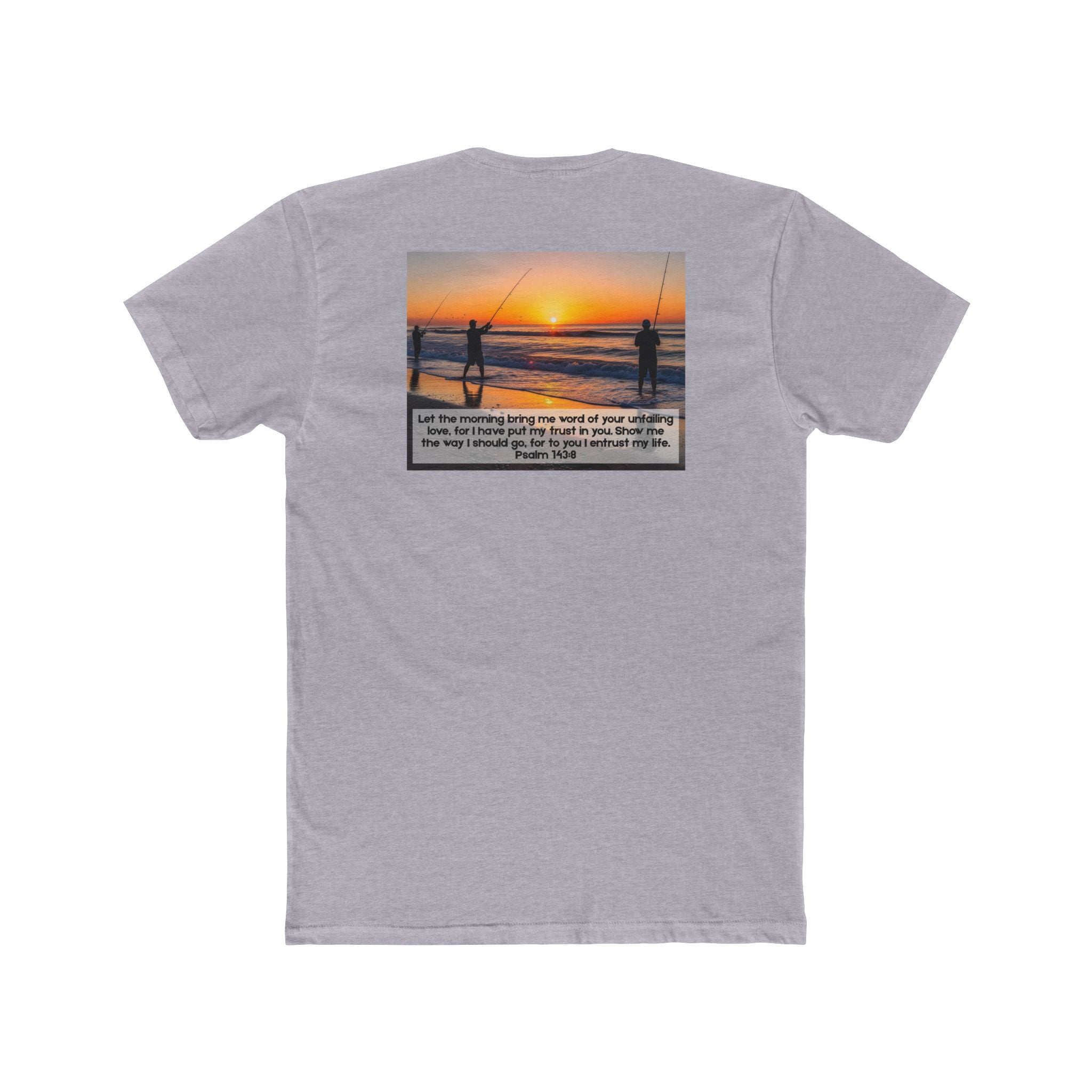 Cotton Crew Tee – Fishing at Sunset (Psalm 143:8)