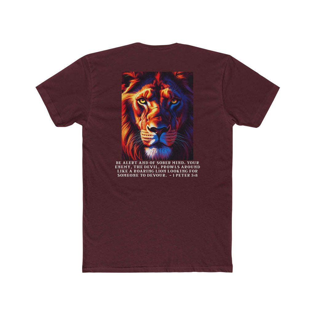 Unisex Cotton Crew Tee – Living Anchored | Lion Design with 1 Peter 5:8 (white text)