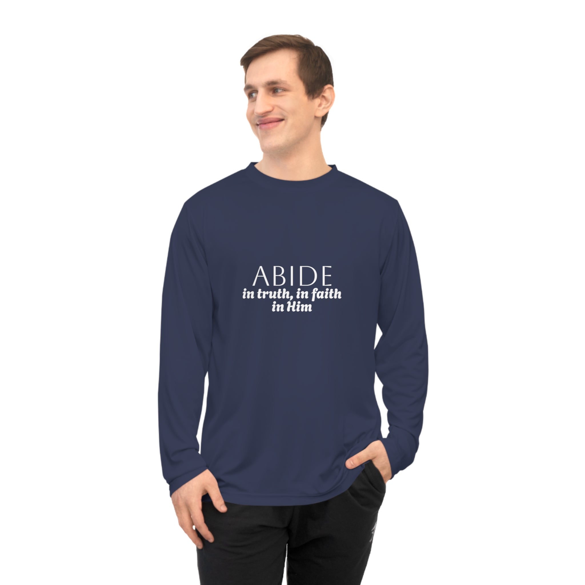 Women’s Long Sleeve Shirt – ABIDE- Charlie Kirk Tribute (3 colors available)