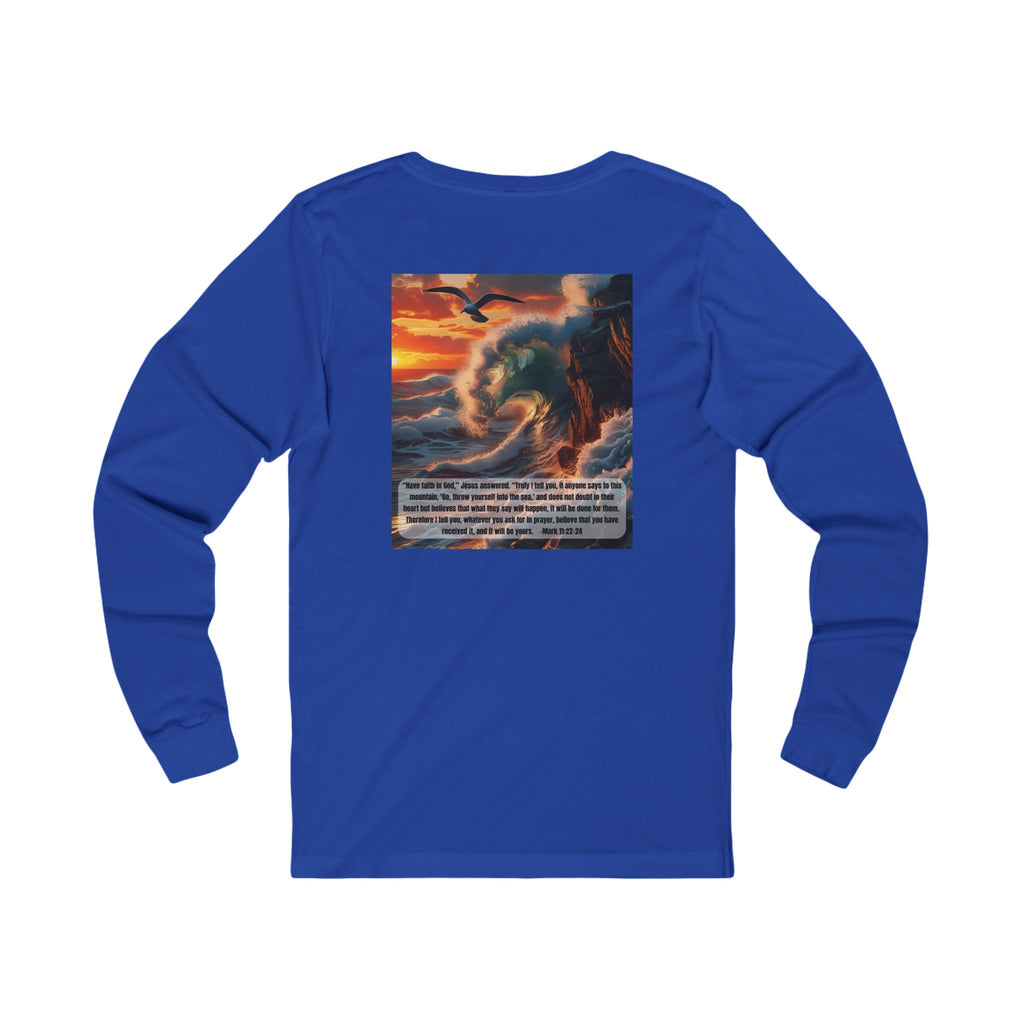 Living Anchored Jersey Long Sleeve Tee – Bird & Wave with Mark 11:22-24