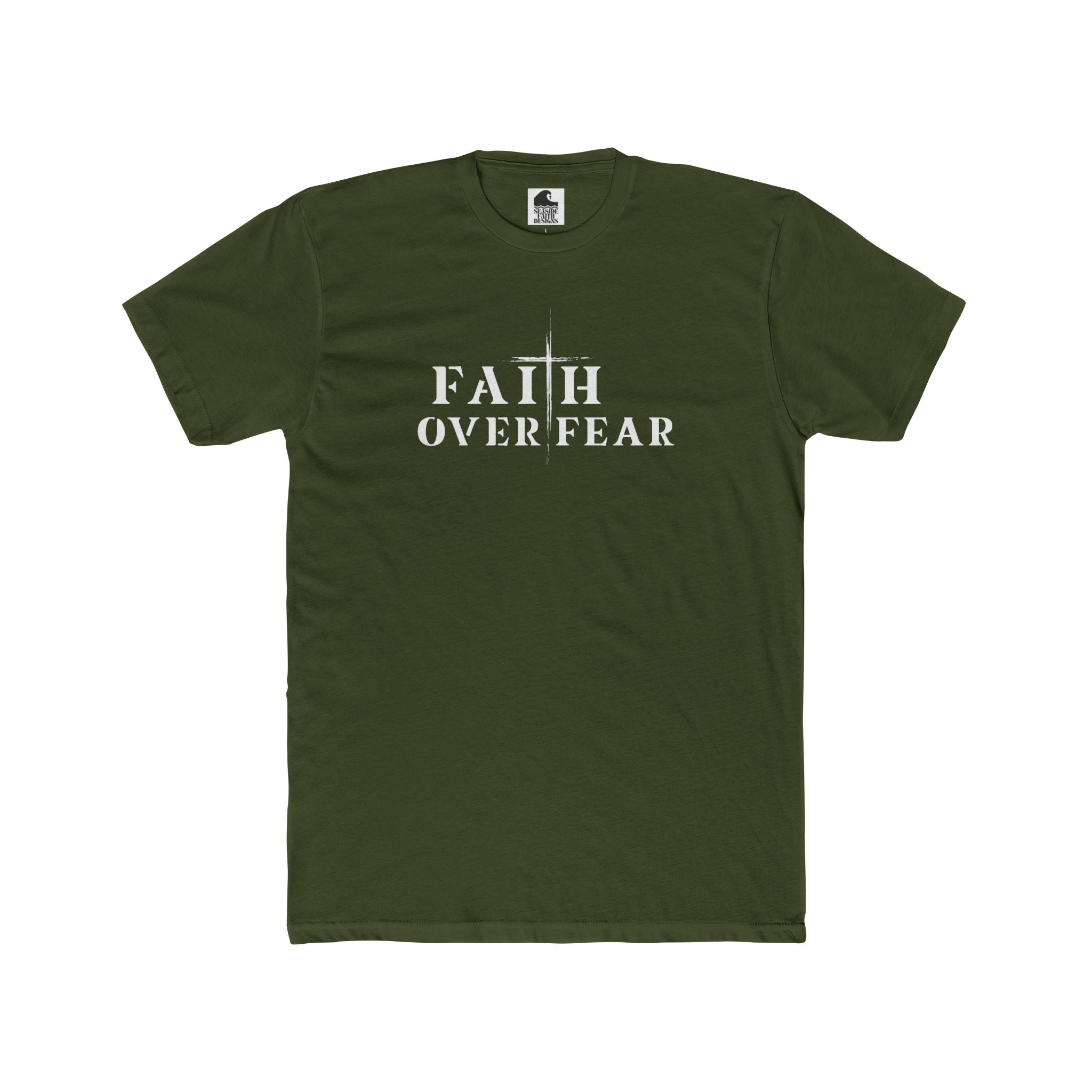 Faith Over Fear – Cotton Crew Tee (13 Colors, White Font)