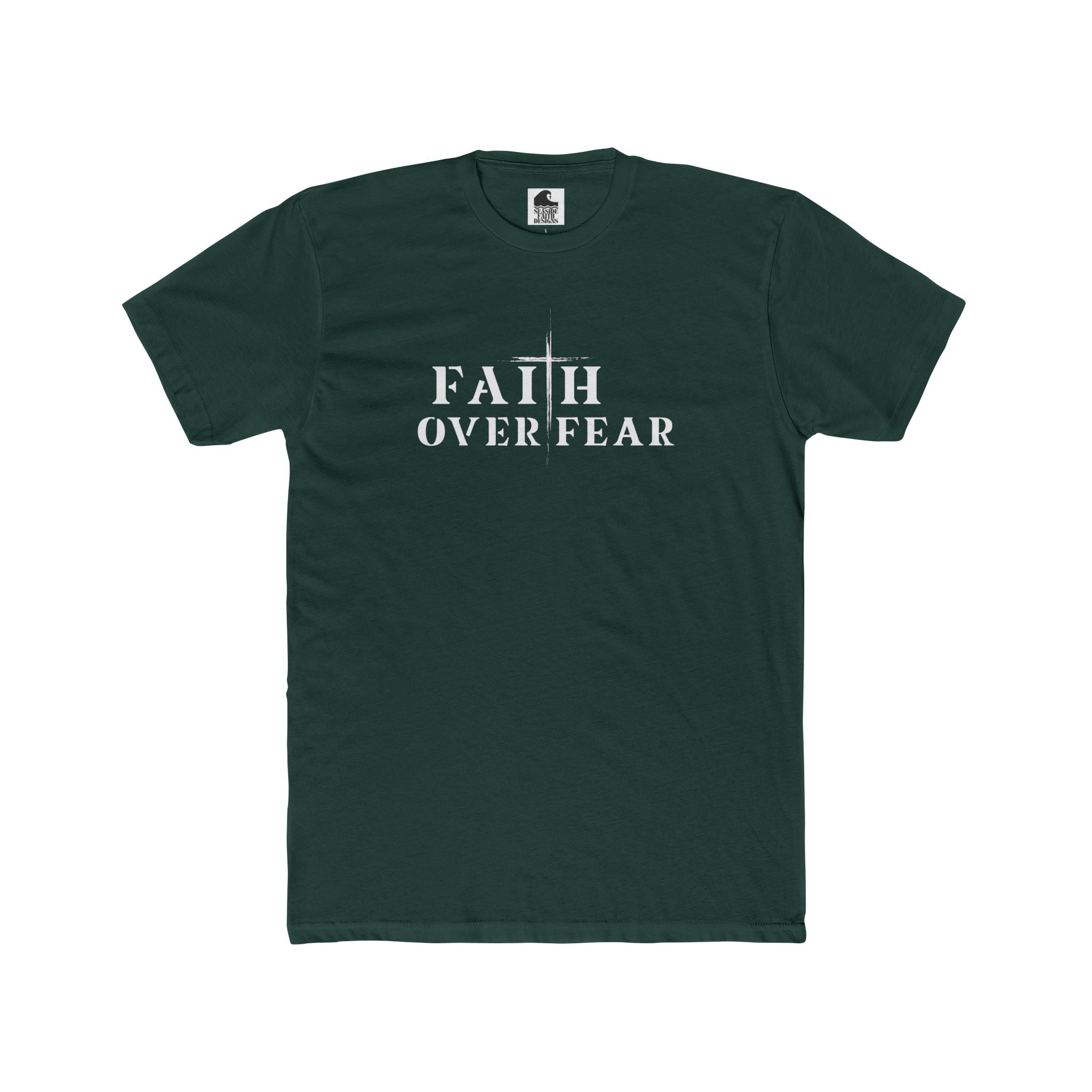 Faith Over Fear – Cotton Crew Tee (13 Colors, White Font)