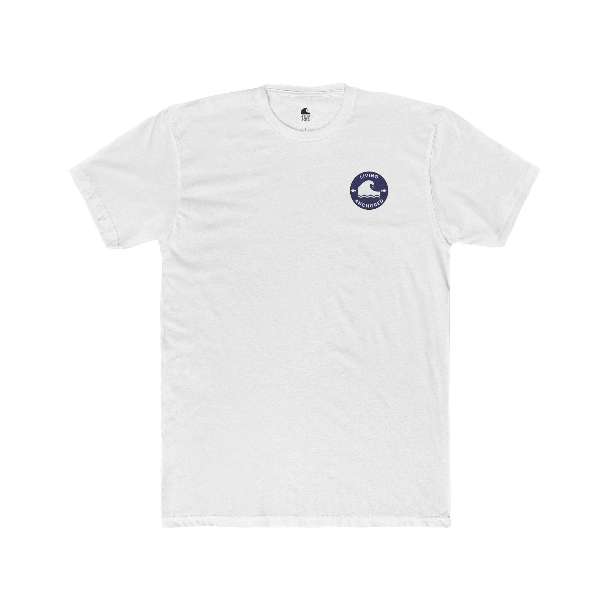 Unisex Cotton Crew Tee – Living Anchored | Mark 11:22-24 Bird & Wave Design