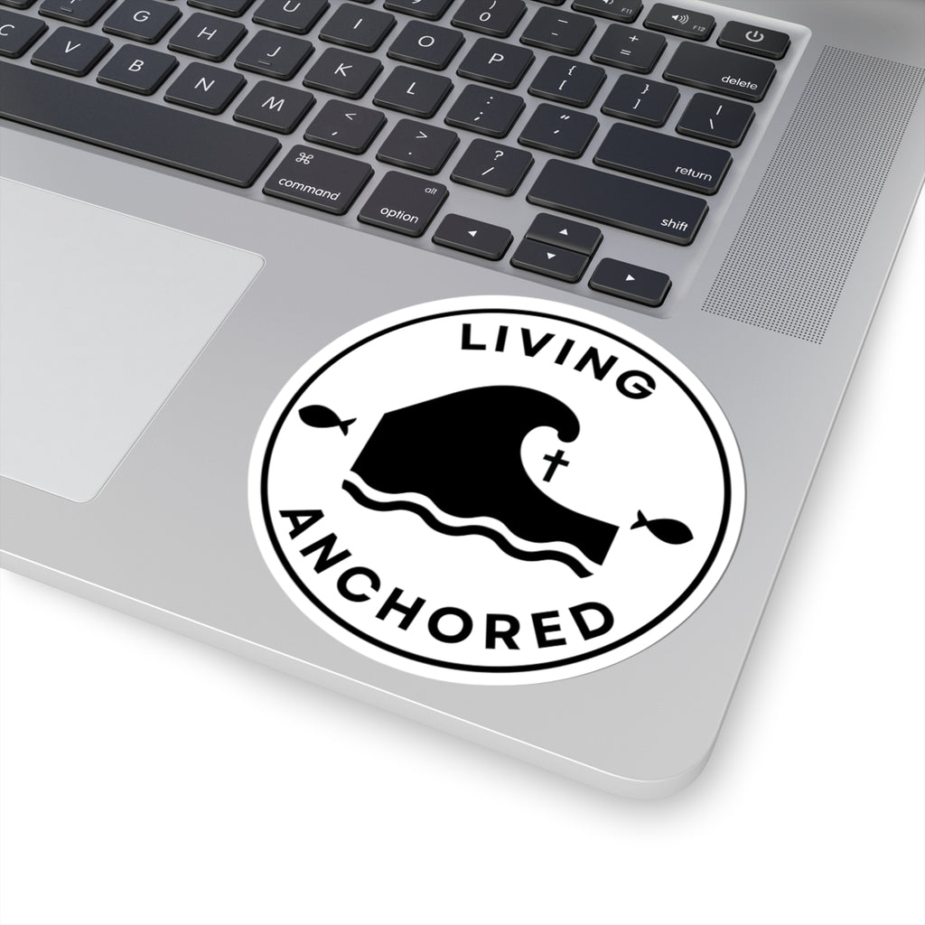 Living Anchored | Kiss-Cut Stickers (black and white)