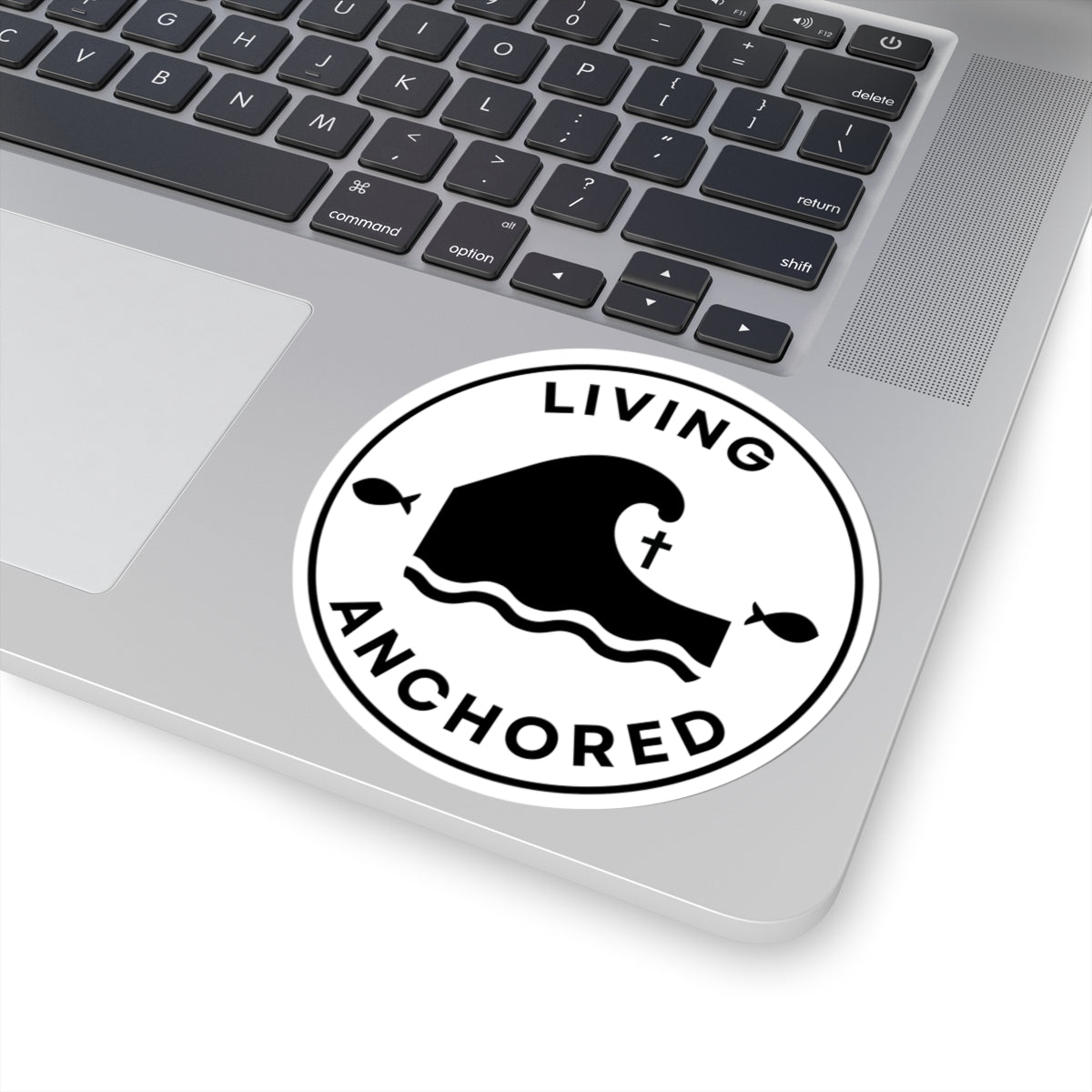 Living Anchored | Kiss-Cut Stickers (black and white)