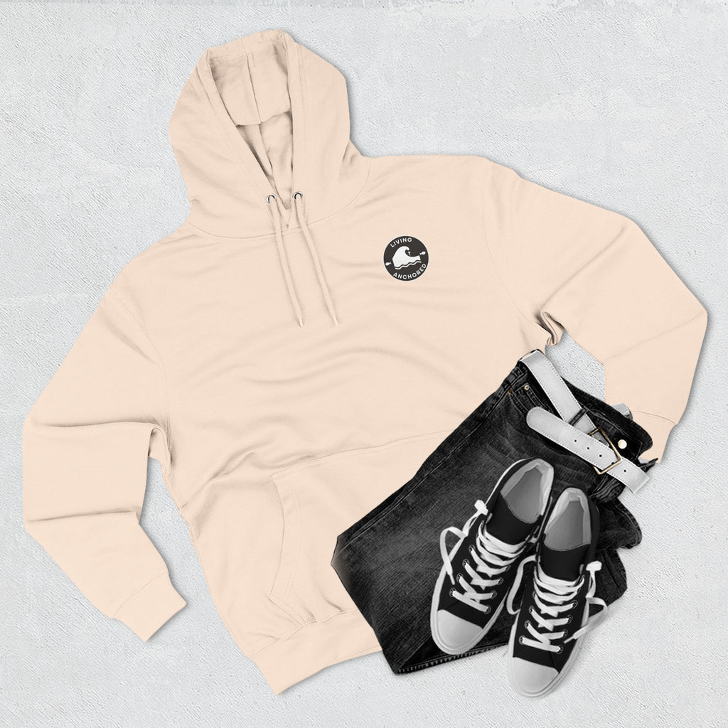 Living Anchored Fleece Hoodie – Fishing Sunset with Psalm 143:8