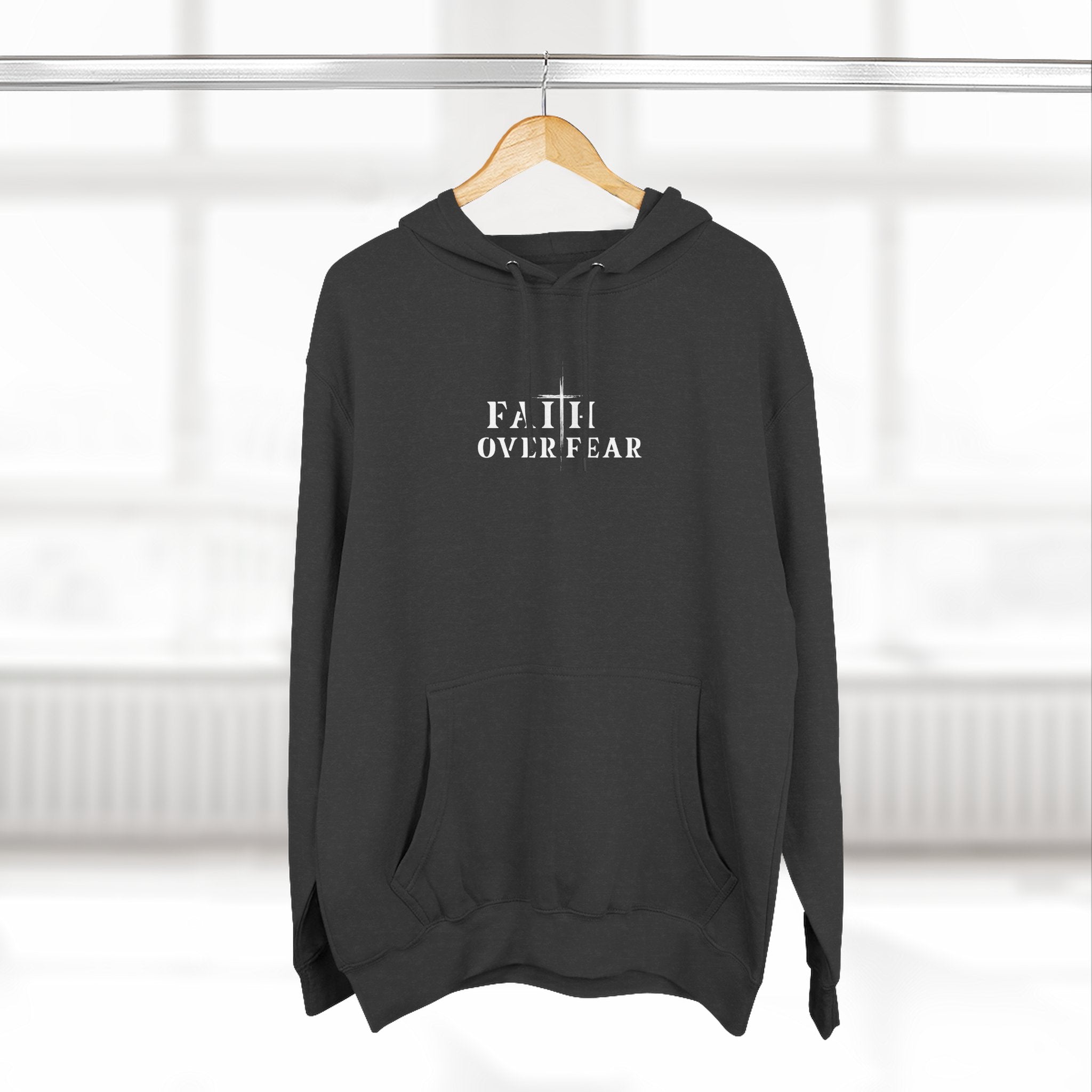 Faith Over Fear Fleece Hoodie – Proverbs 29:25 (white font)