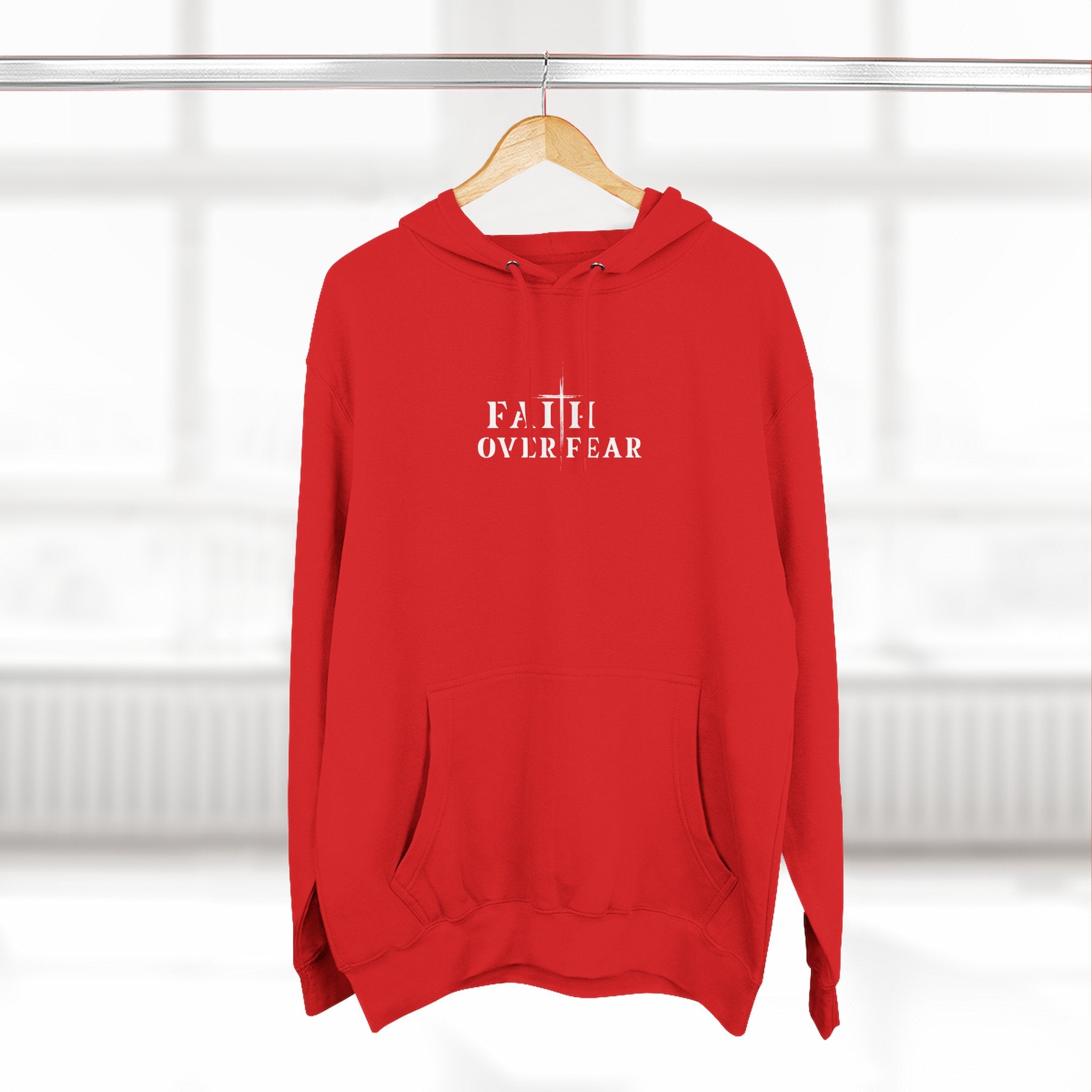 Faith Over Fear Fleece Hoodie – Proverbs 29:25 (white font)