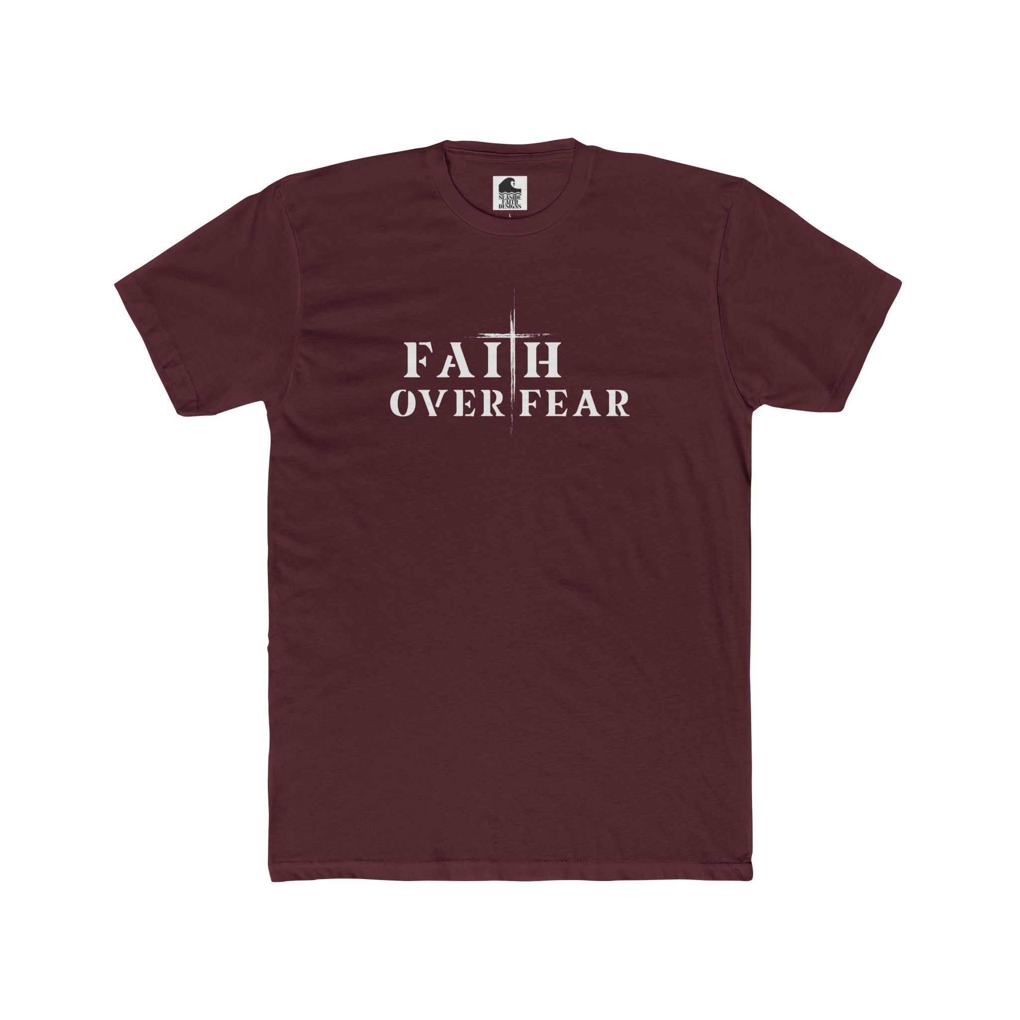 Faith Over Fear – Cotton Crew Tee (13 Colors, White Font)