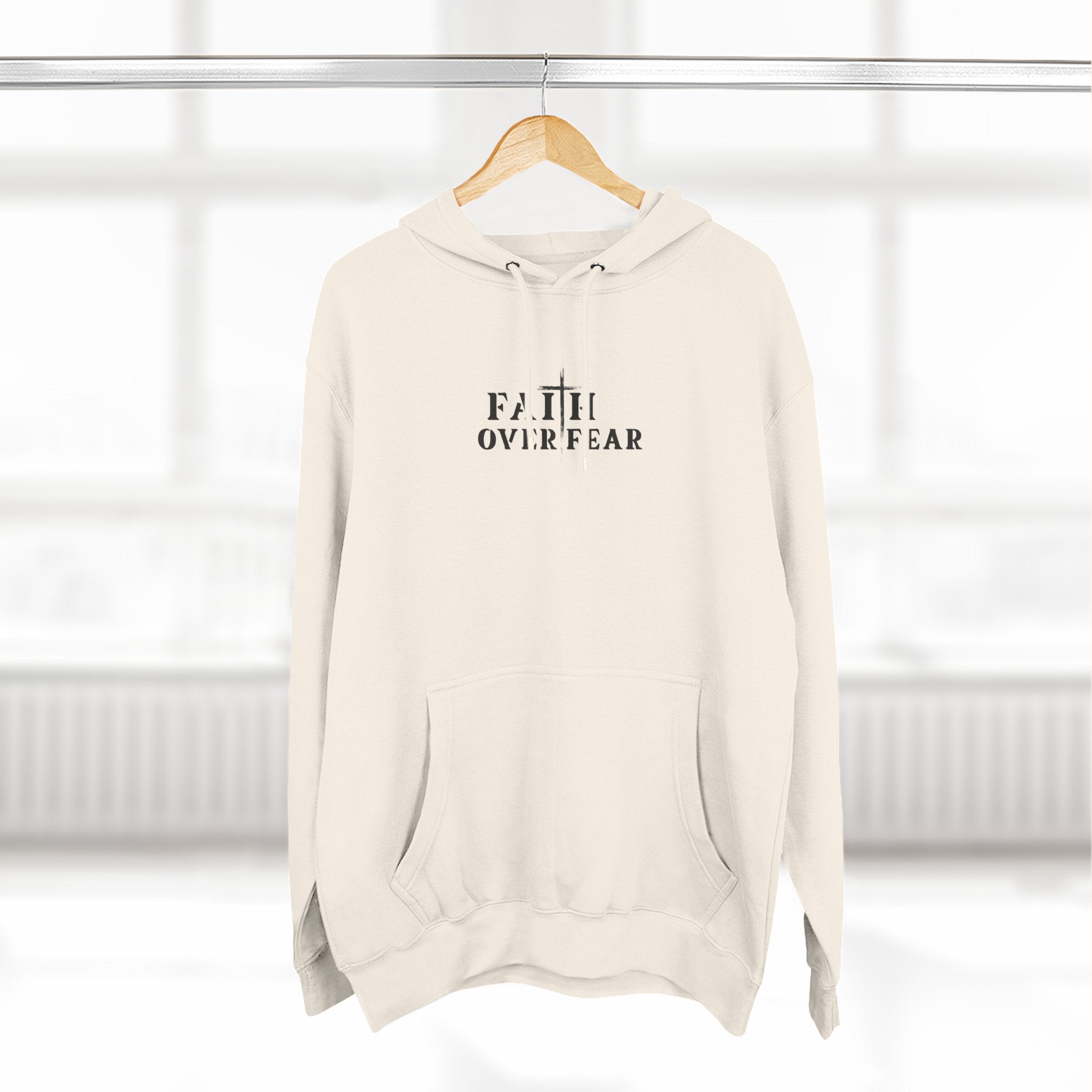 Faith Over Fear Fleece Hoodie – Proverbs 29:25 (Black Font)