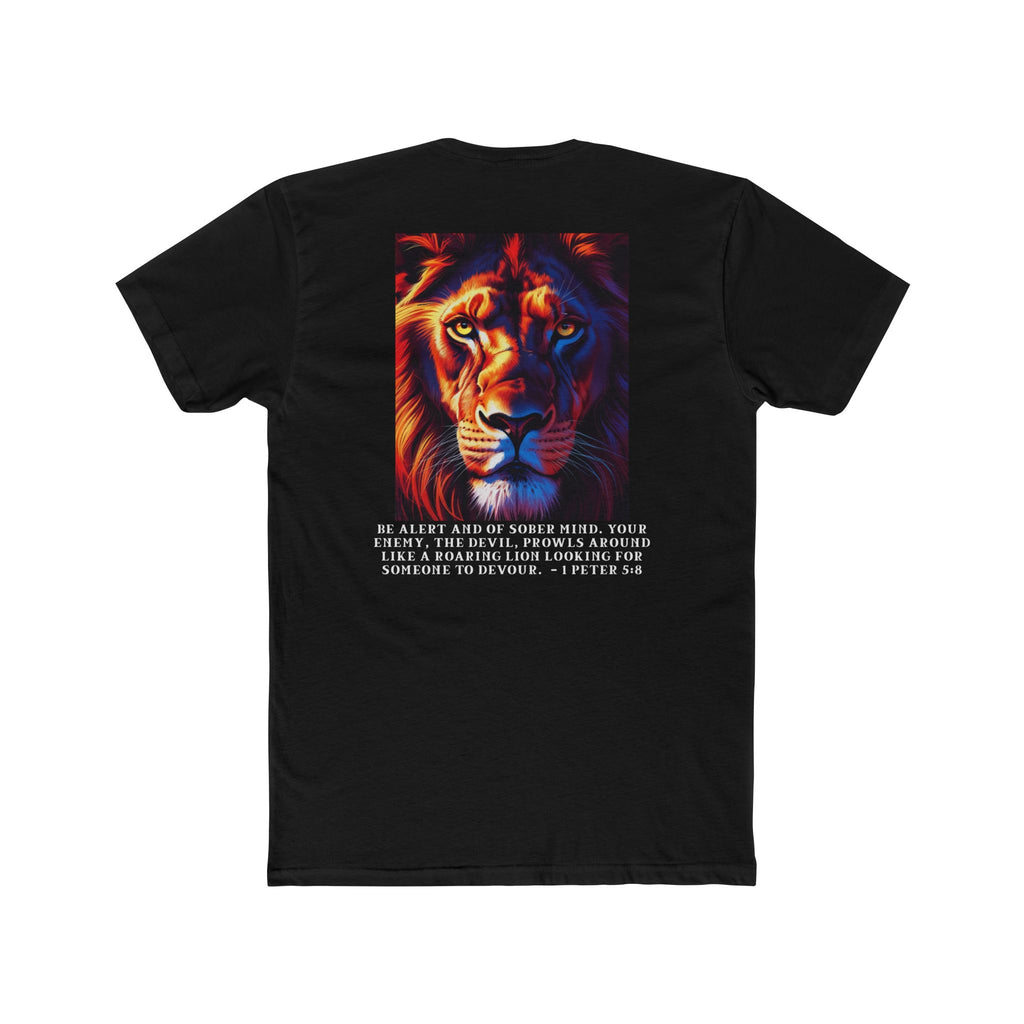 Unisex Cotton Crew Tee – Living Anchored | Lion Design with 1 Peter 5:8 (white text)