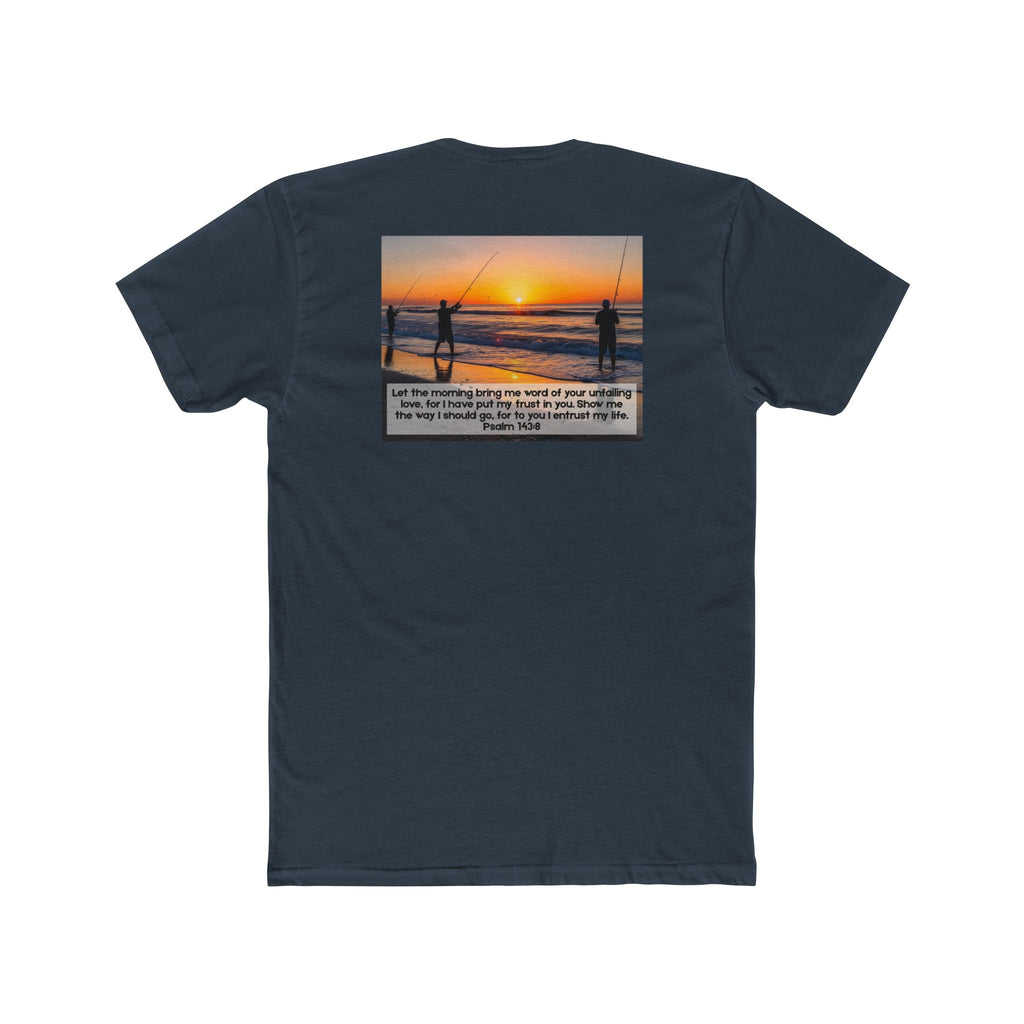Cotton Crew Tee – Fishing at Sunset (Psalm 143:8)