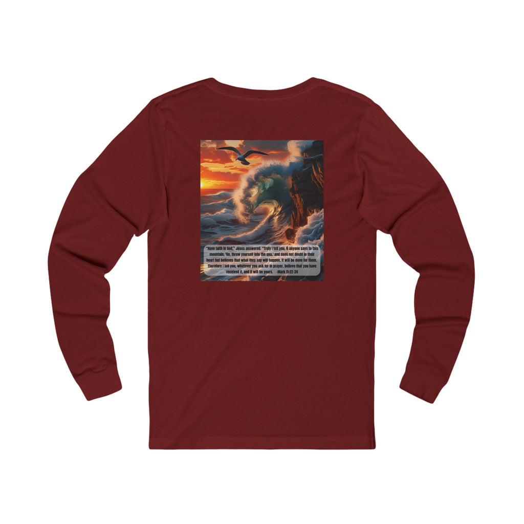 Living Anchored Jersey Long Sleeve Tee – Bird & Wave with Mark 11:22-24