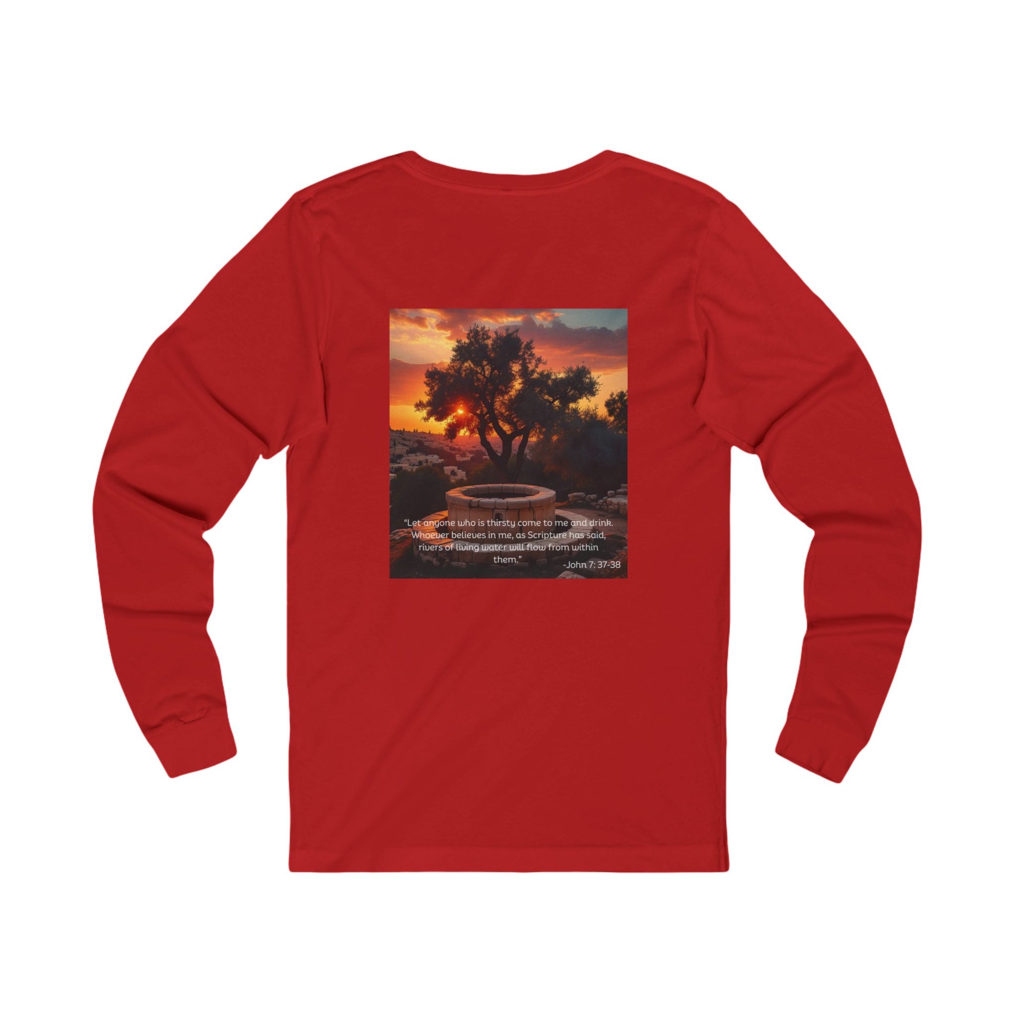 Living Anchored Jersey Long Sleeve Tee – Well at Sunset (John 7:37-38)