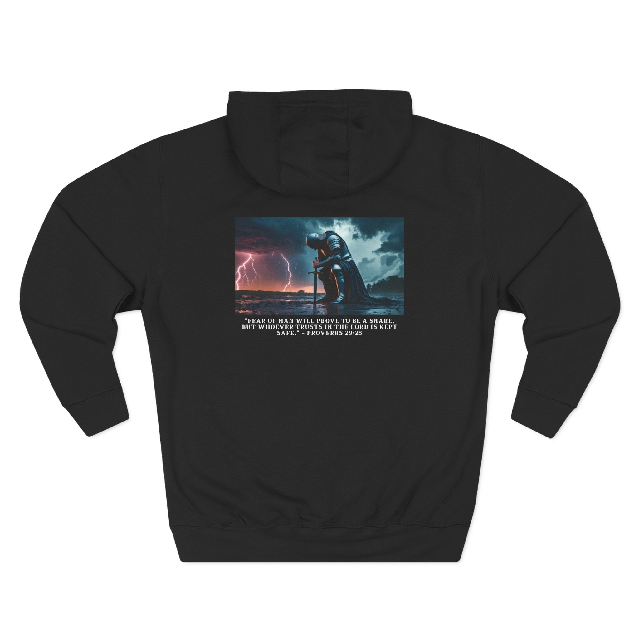 Faith Over Fear Fleece Hoodie – Proverbs 29:25 (white font)