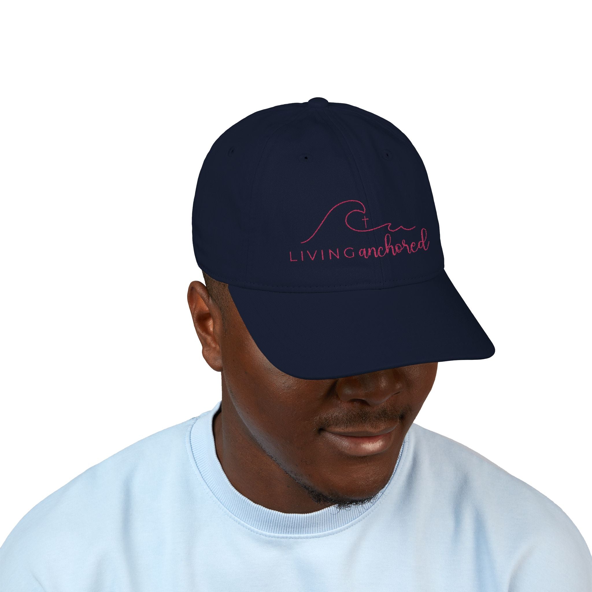 Living Anchored Organic Baseball Cap – Pink Thread Edition