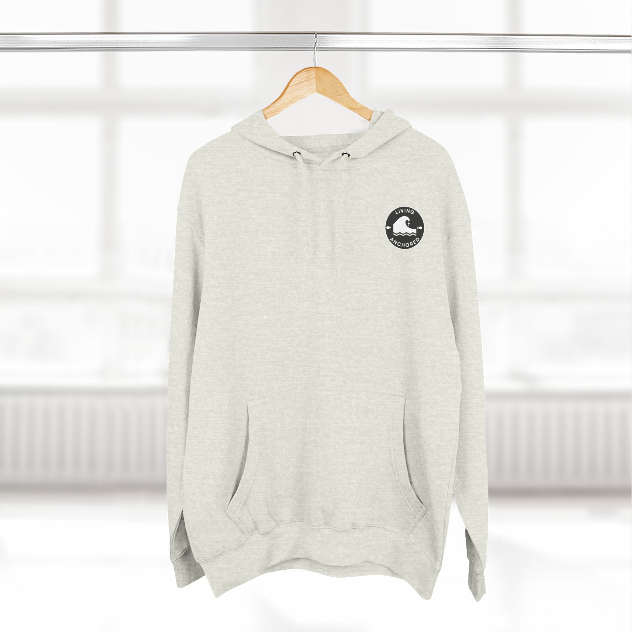 Living Anchored Fleece Hoodie – Fishing Sunset with Psalm 143:8