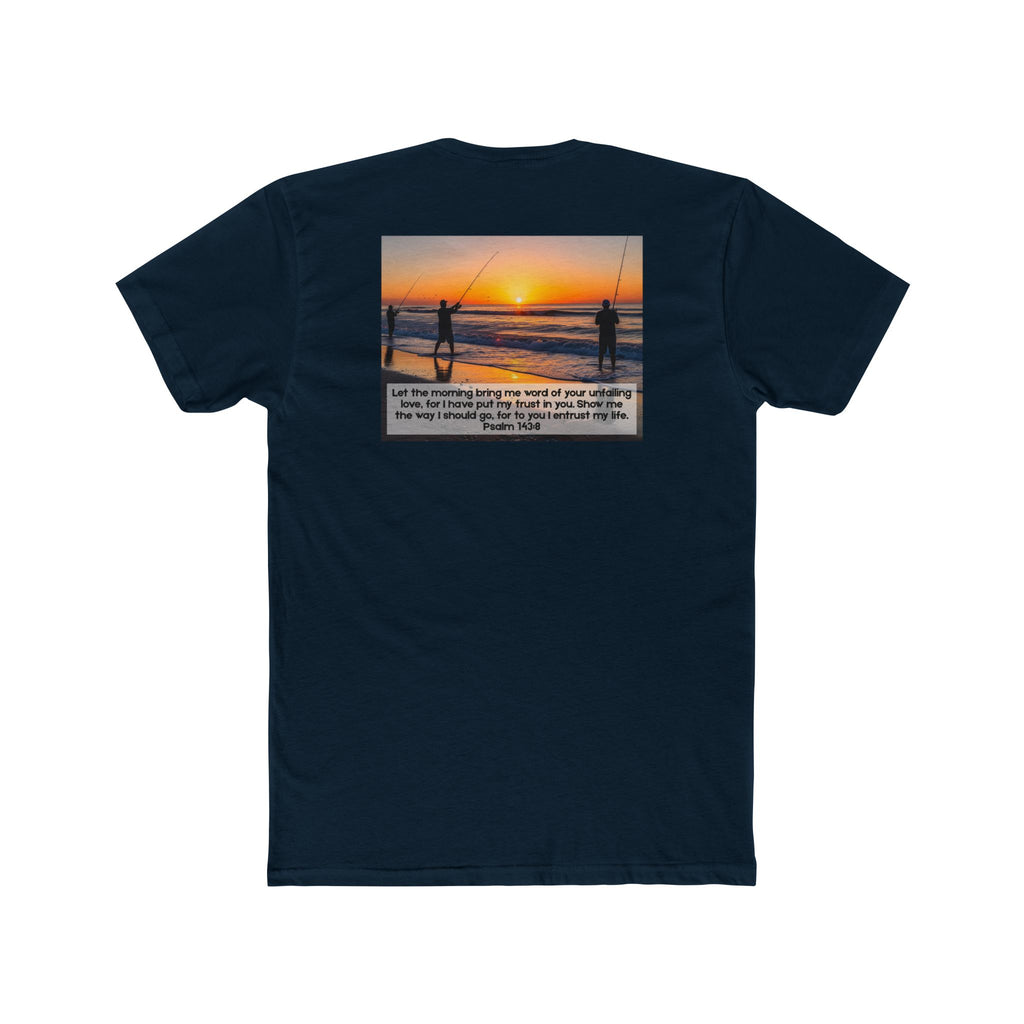 Cotton Crew Tee – Fishing at Sunset (Psalm 143:8)