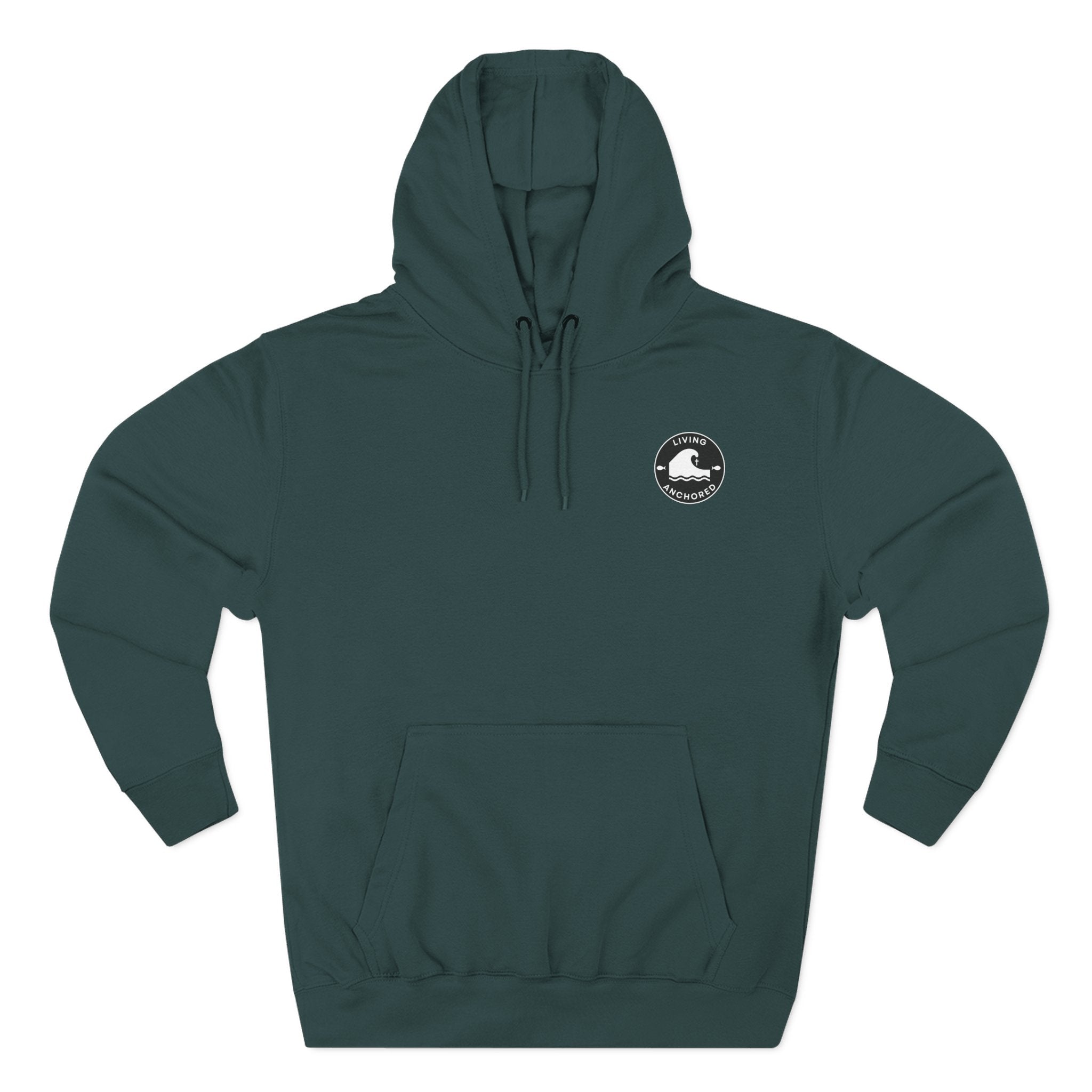 Living Anchored Fleece Hoodie – Fishing Sunset with Psalm 143:8