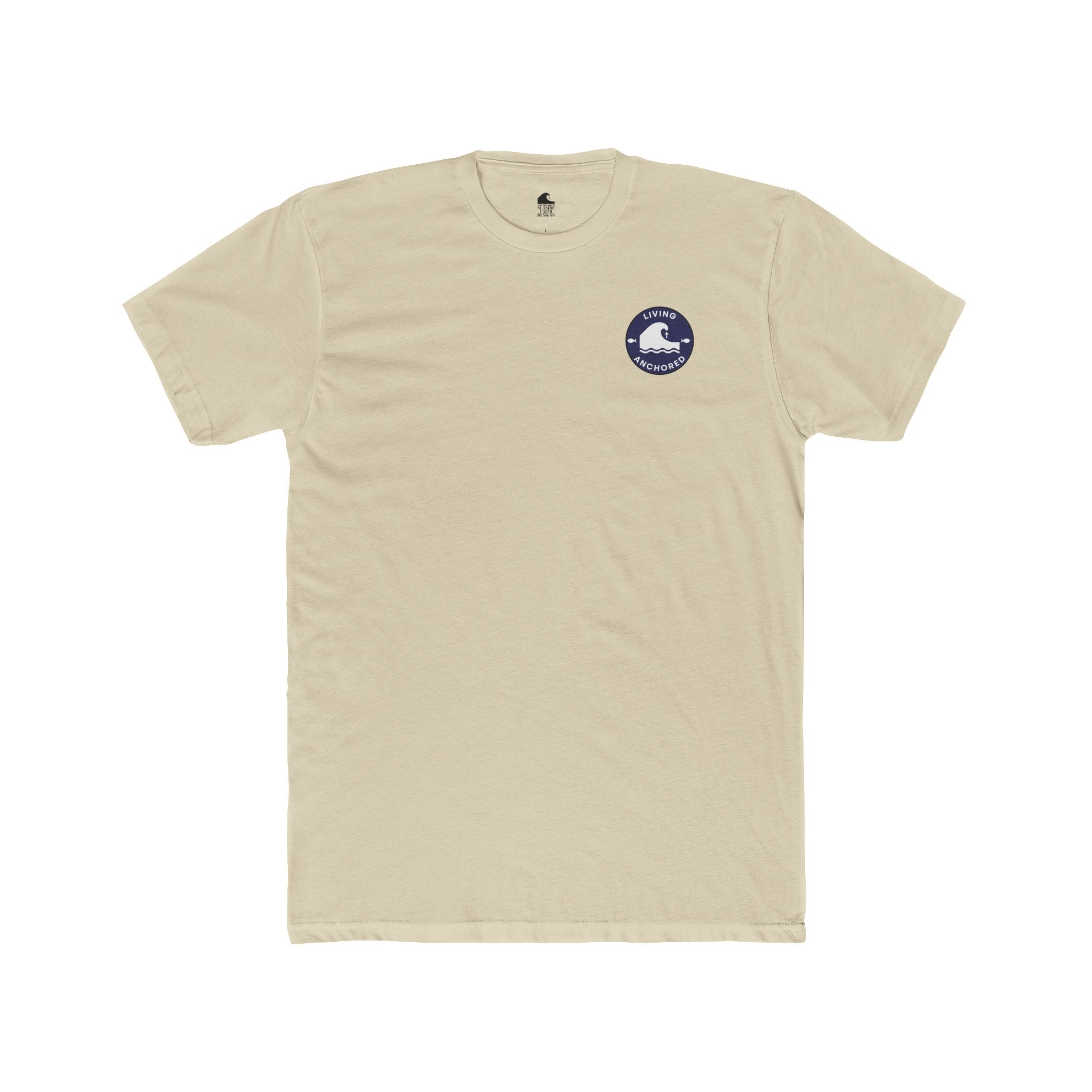 Unisex Cotton Crew Tee – Living Anchored | Mark 11:22-24 Bird & Wave Design