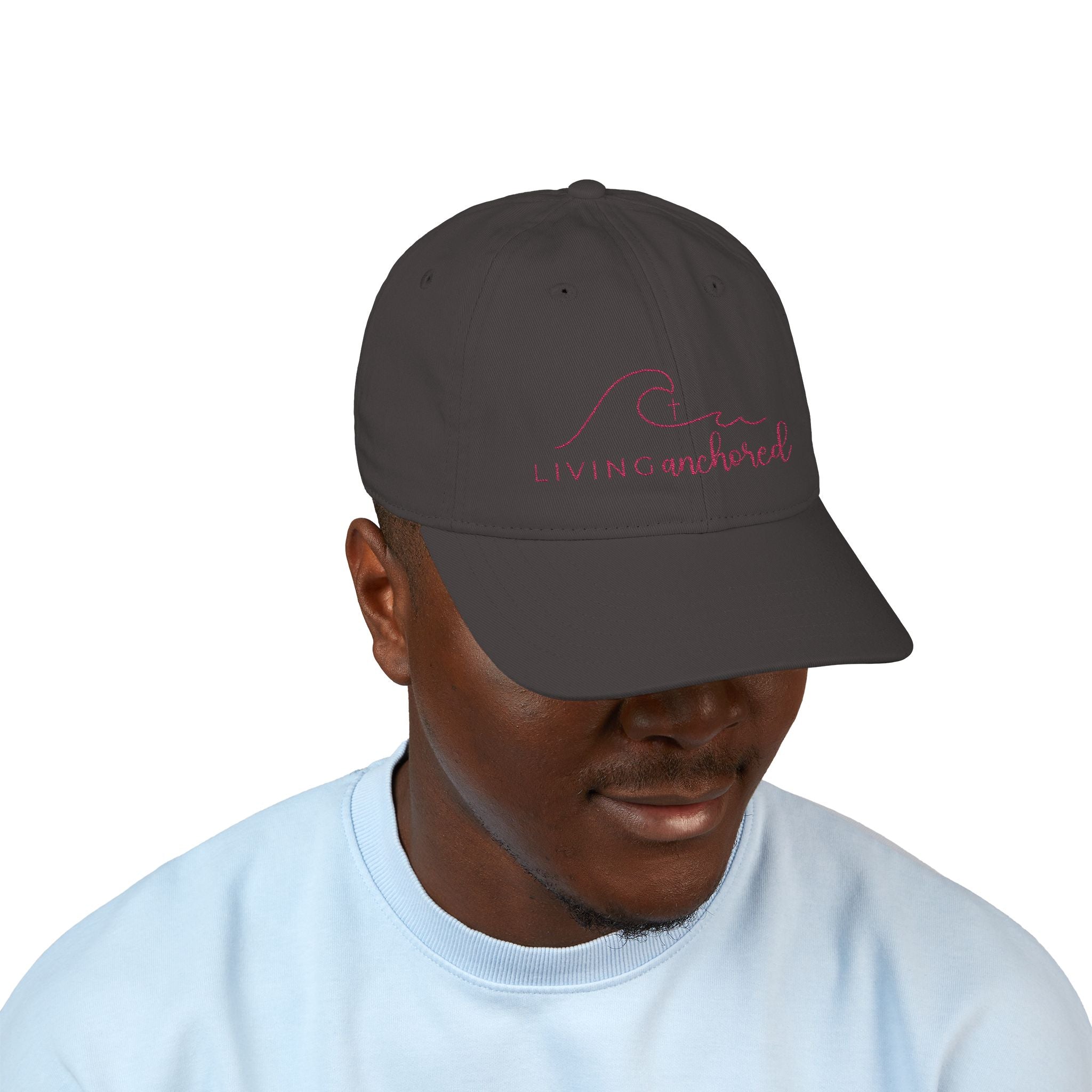 Living Anchored Organic Baseball Cap – Pink Thread Edition