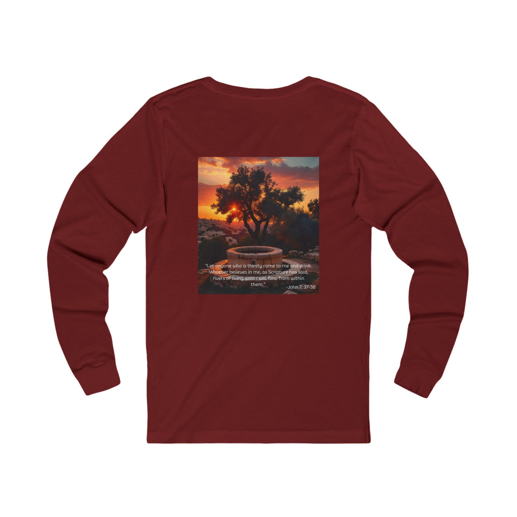 Living Anchored Jersey Long Sleeve Tee – Well at Sunset (John 7:37-38)