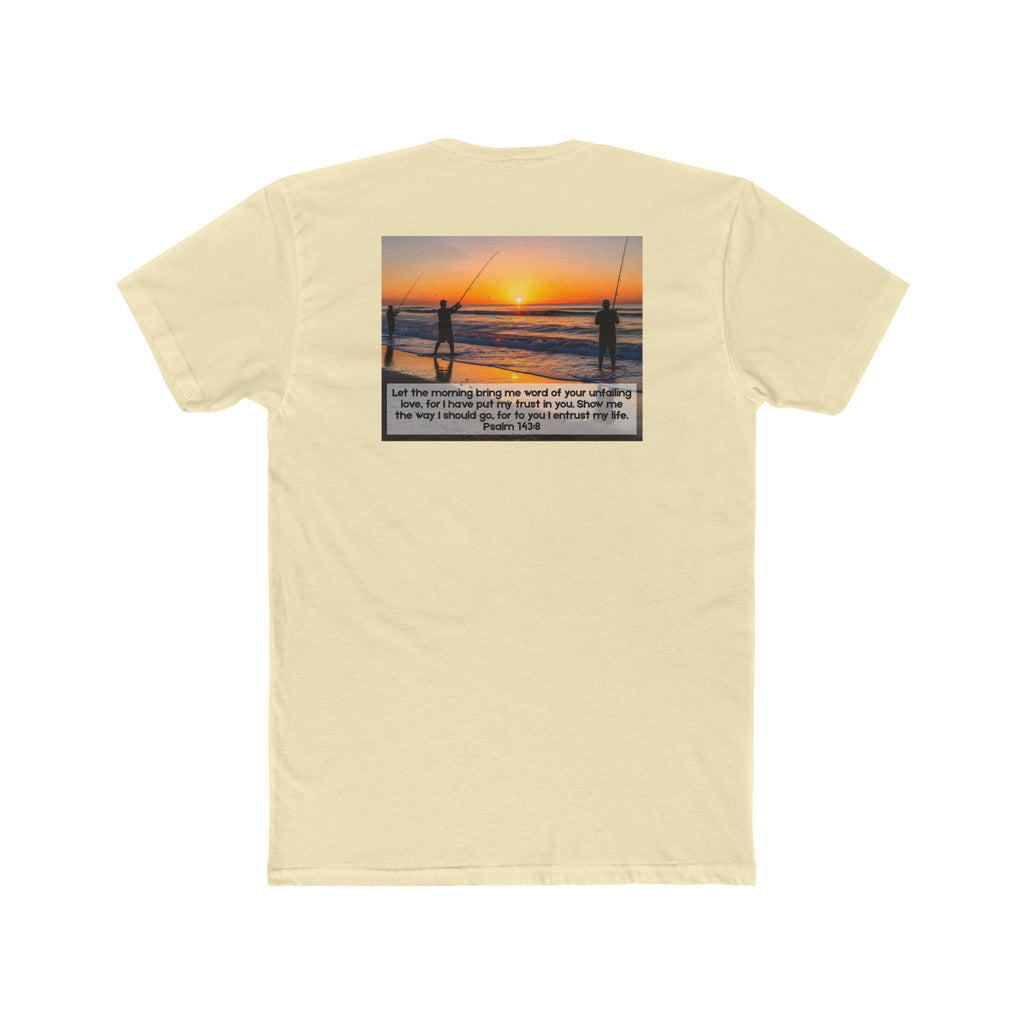Cotton Crew Tee – Fishing at Sunset (Psalm 143:8)